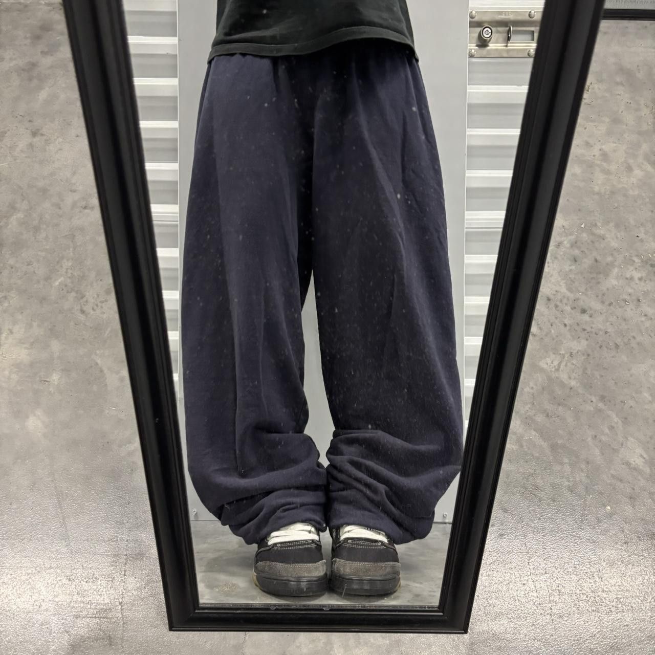 Japanese Brand × Vintage Crazy Vintage Y2K/2000s Baggy Faded Navy Blue Skater Essential Sweatpants! Size US 34 / EU 50 - 1 Thumbnail