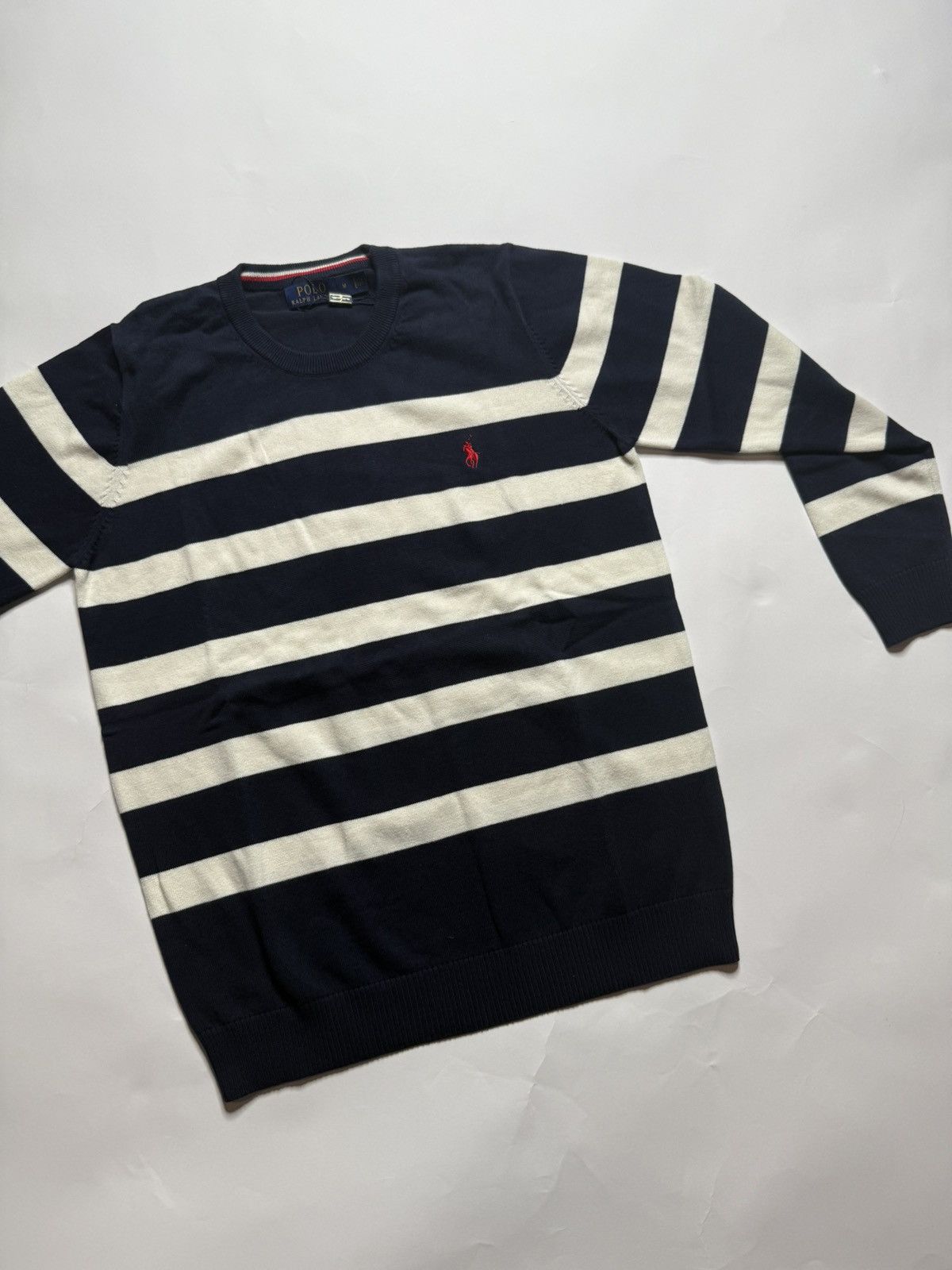 Polo Ralph Lauren Cream/Navy Striped Crewneck Polo Ralph Lauren Size US S / EU 44-46 / 1 - 2 Thumbnail