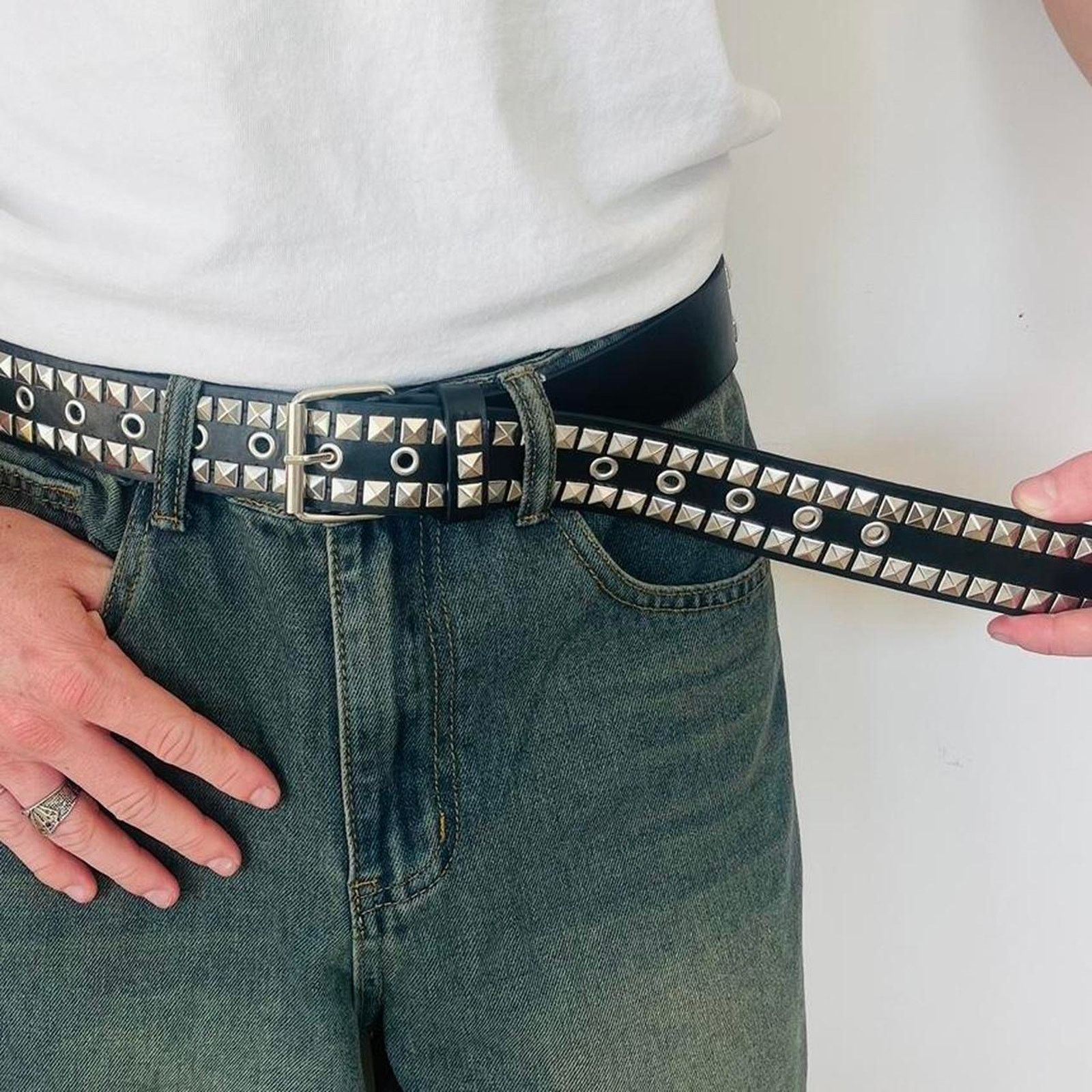 Vintage 2k 2000s classic pyramid studded brown and silver belt Size ONE SIZE - 7 Thumbnail
