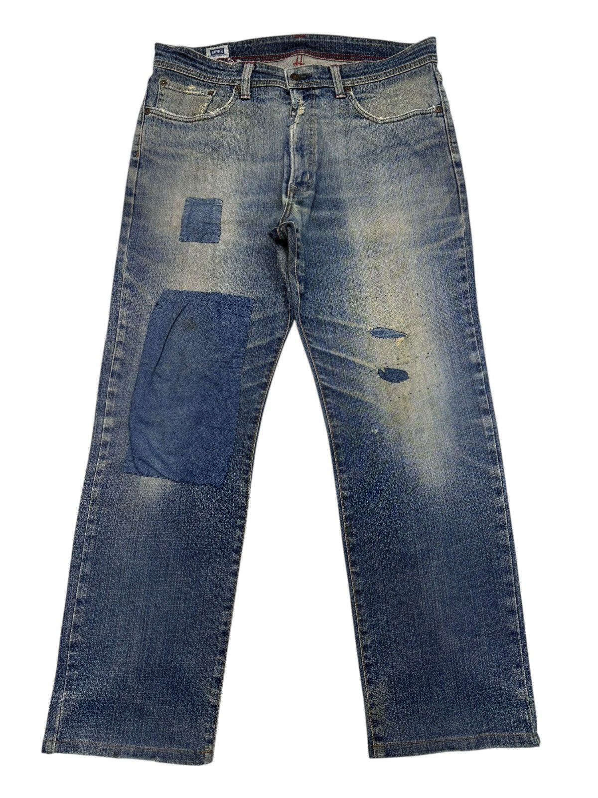 Kapital EDWIN PATCHWORK DISTRESSED DENIM JEANS LOOSE FIT Size US 36 / EU 52 - 7 Thumbnail