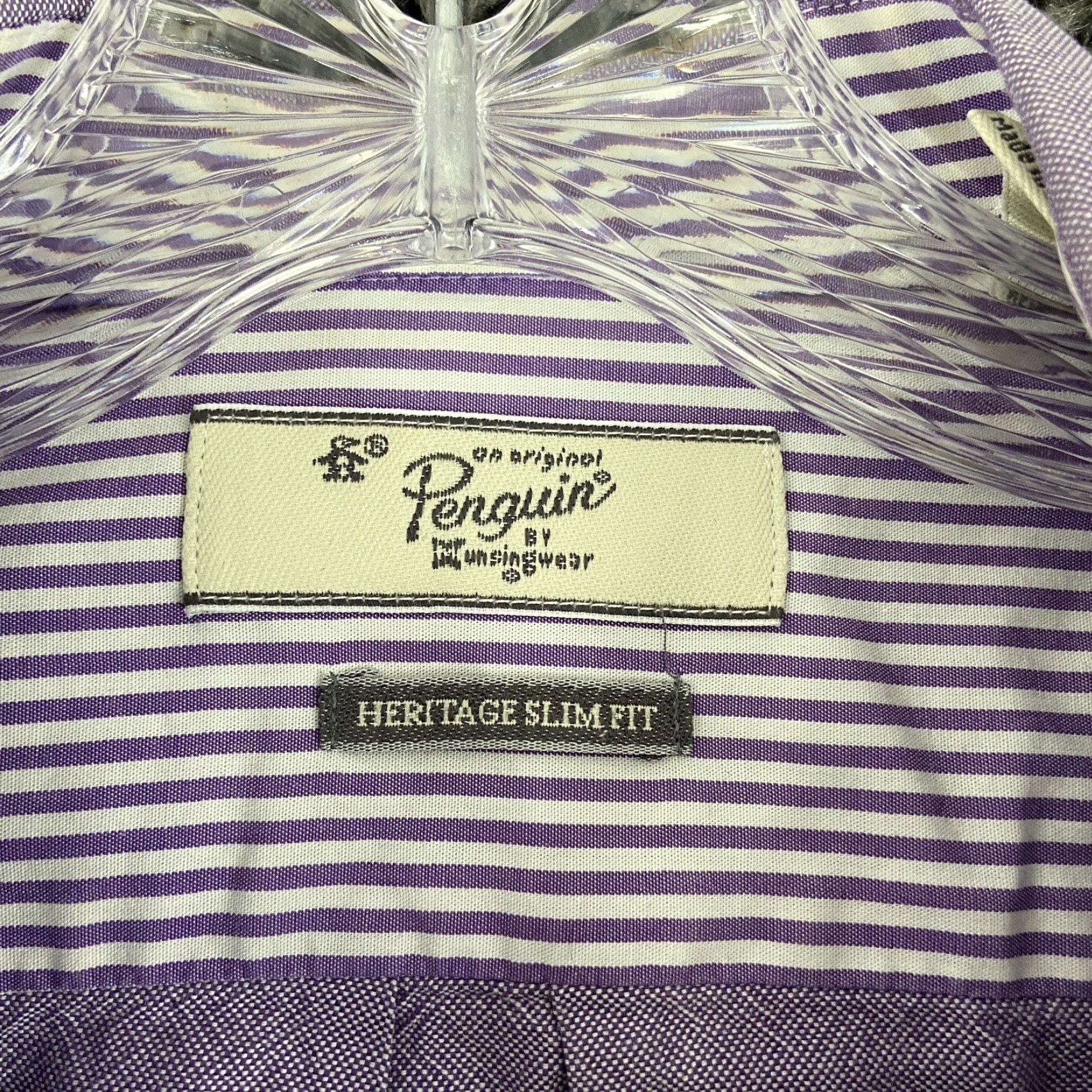 Original Penguin VINTAGE Original Penguin Men's Dress Shirt 16.5 Purple Long Sleeve Button Up Size 42R - 6 Thumbnail
