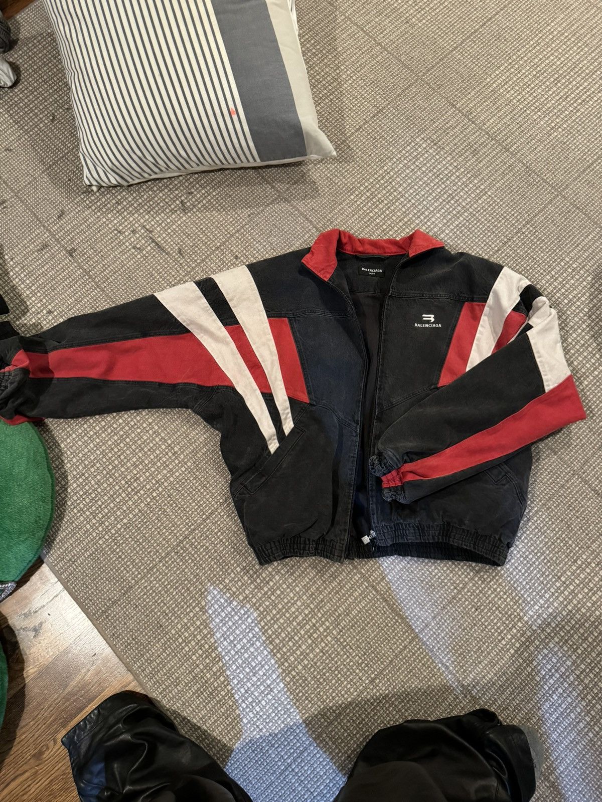 image of Balenciaga Denim Track Jacket in Black, Men's (Size Medium)
