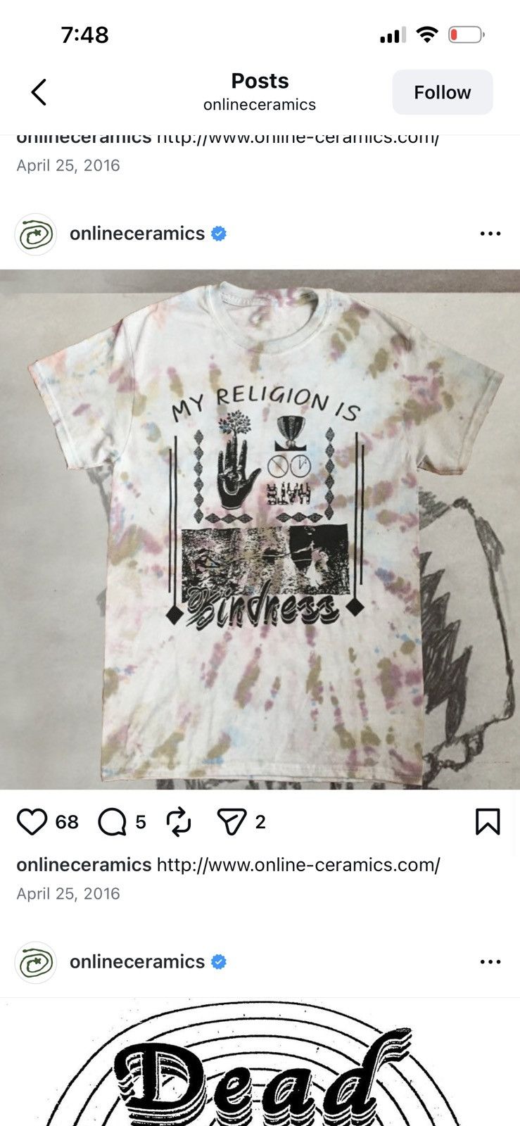 Online Ceramics Online Ceramics My Religion Is Kindness Size US XXL / EU 58 / 5 - 6 Thumbnail