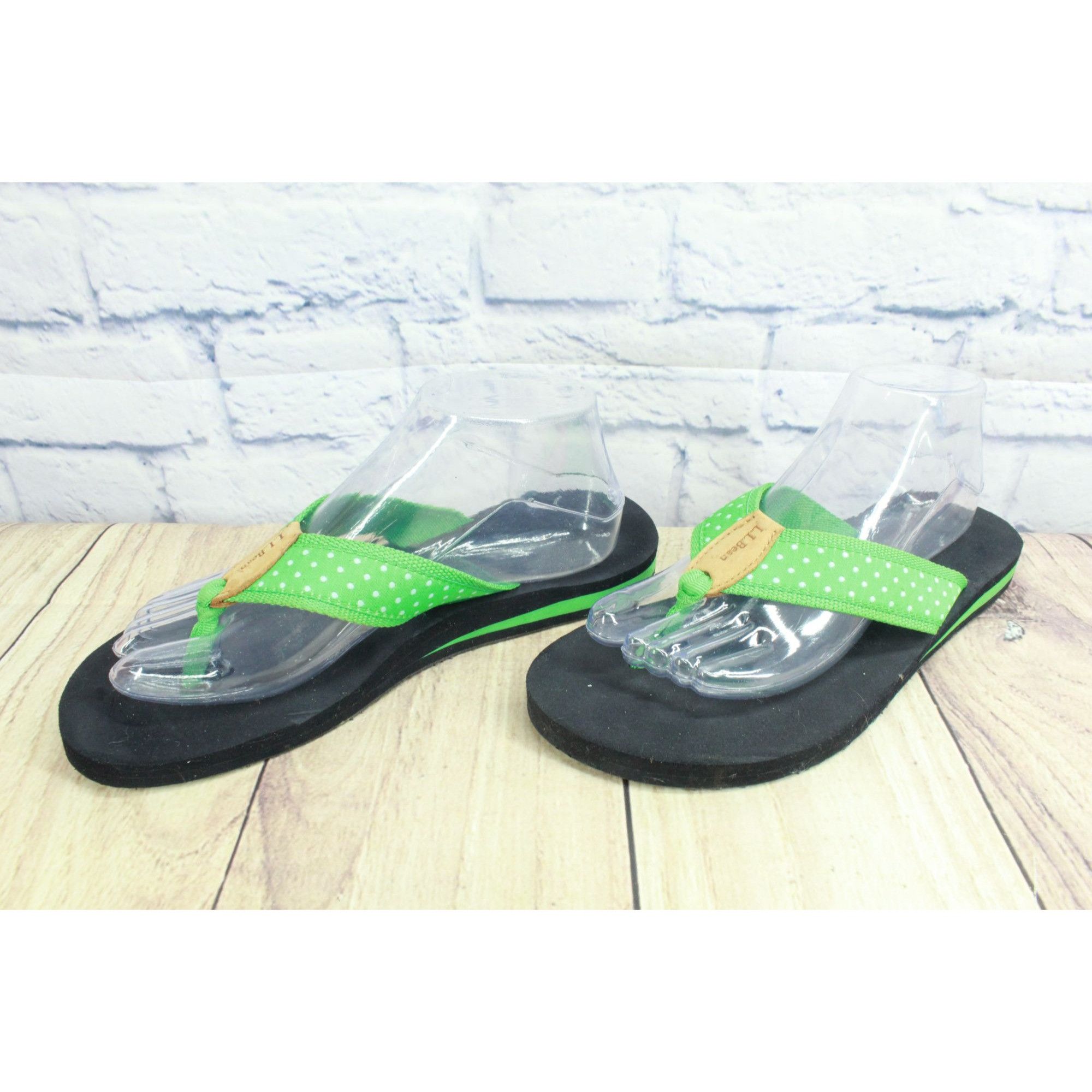 L.L. Bean LL Bean Green Polka Dot Nylon Thong Flip Flops Women's 9 M Size US 9 / IT 39 - 2 Thumbnail