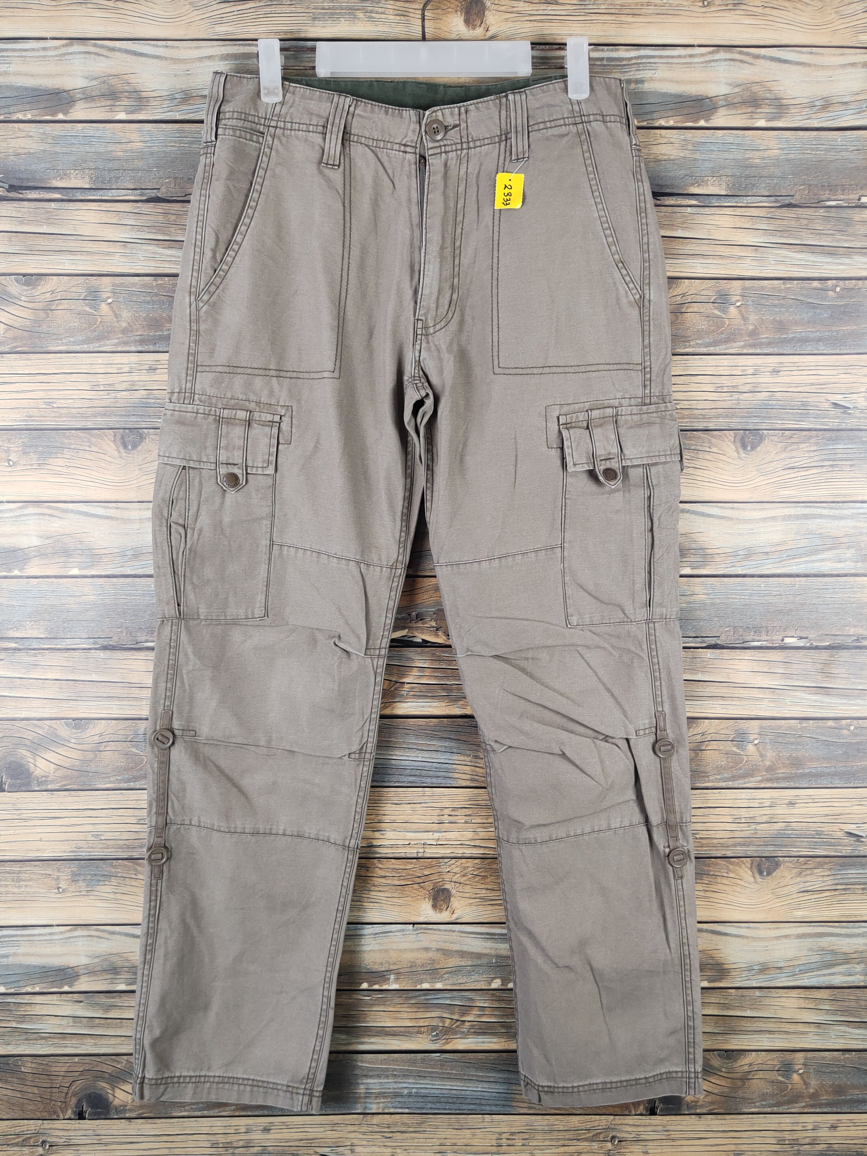 Japanese Brand DL Japanese Brand Beige Multipocket Cargo Pants #2333 Size US 31 - 1 Thumbnail