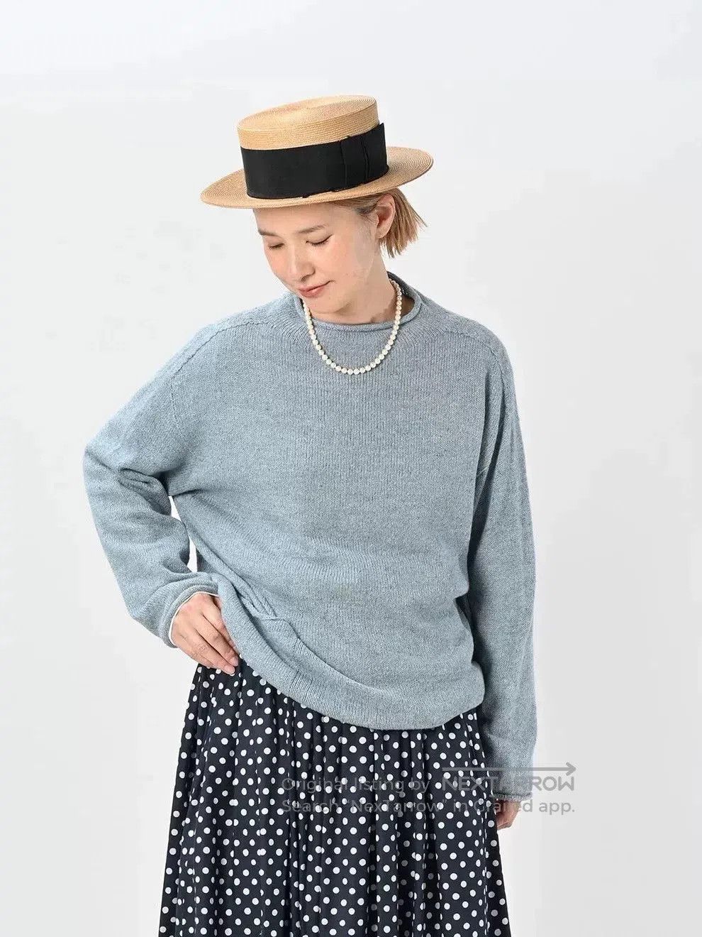 45rpm Blue Knit Sweater for Transitional Weather. Size L / US 10 / IT 46 - 3 Thumbnail
