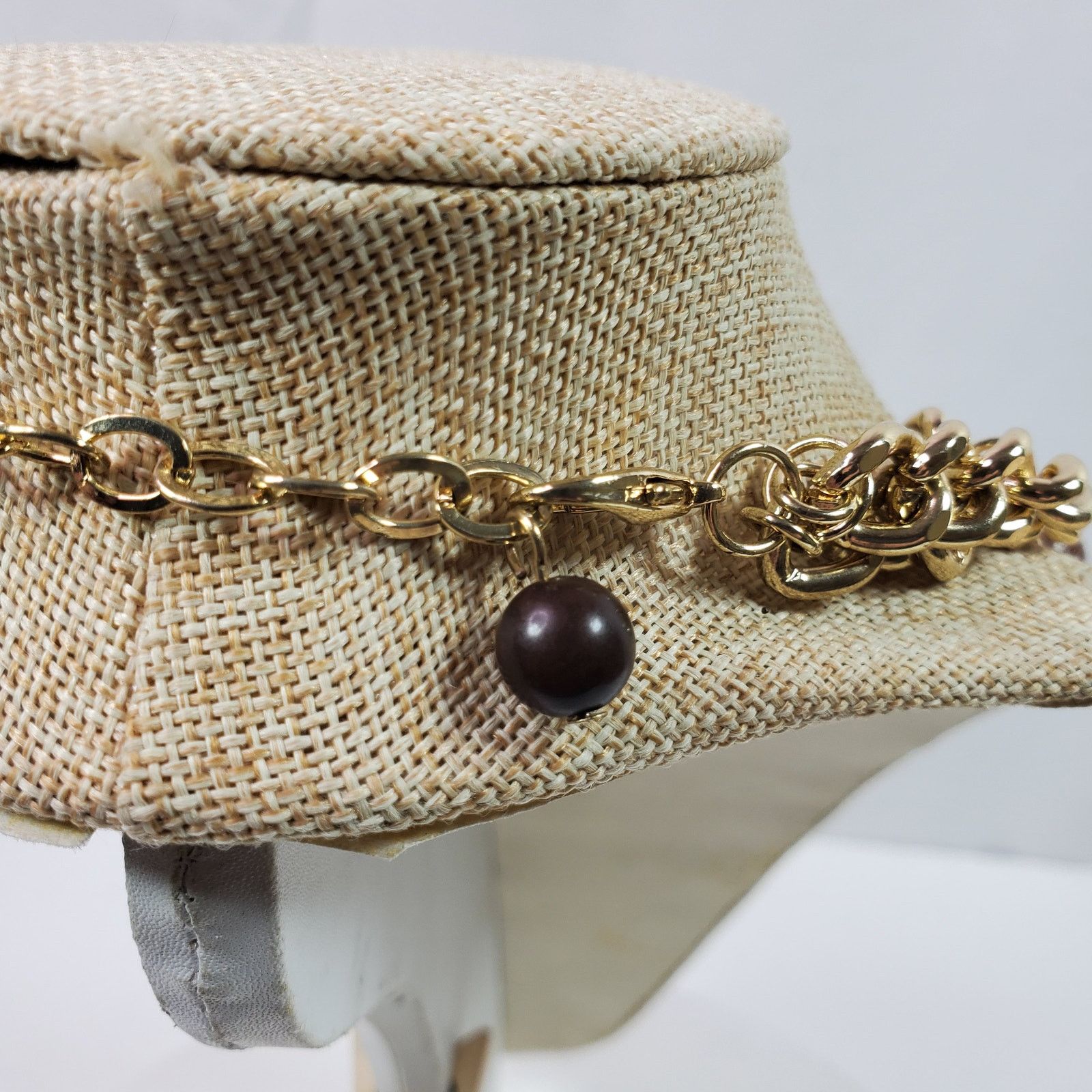 The Unbranded Brand Casual Chain Necklace Gold Tone w/ Brown Beads 18 Inch Size ONE SIZE - 4 Thumbnail