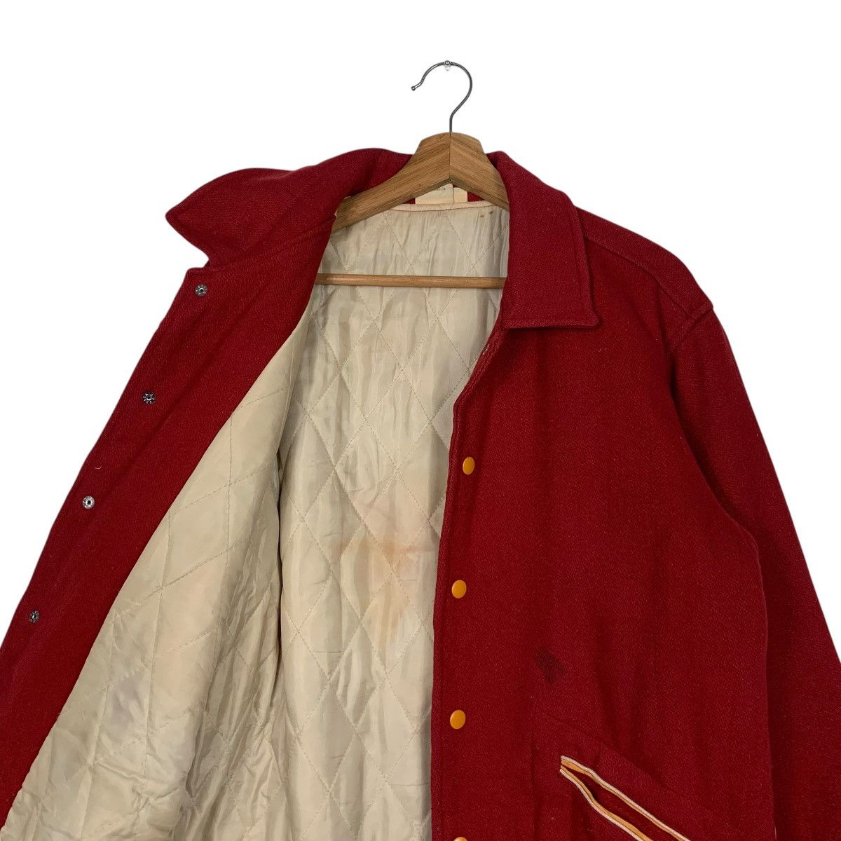 Japanese Brand Vintage 90s OCTOPUS ARMY RETAIN Red Varsity Jacket #2163-C95 Size US M / EU 48-50 / 2 - 10 Thumbnail