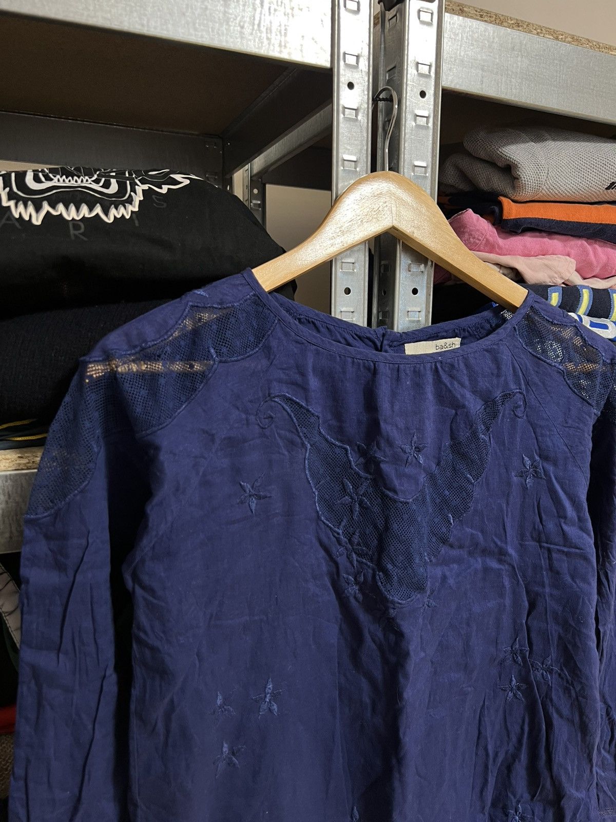 Designer × ba&sh Ba&sh Women’s Navy Button Blouse Long Sleeve Top Size 0 Size XS / US 0-2 / IT 36-38 - 2 Thumbnail