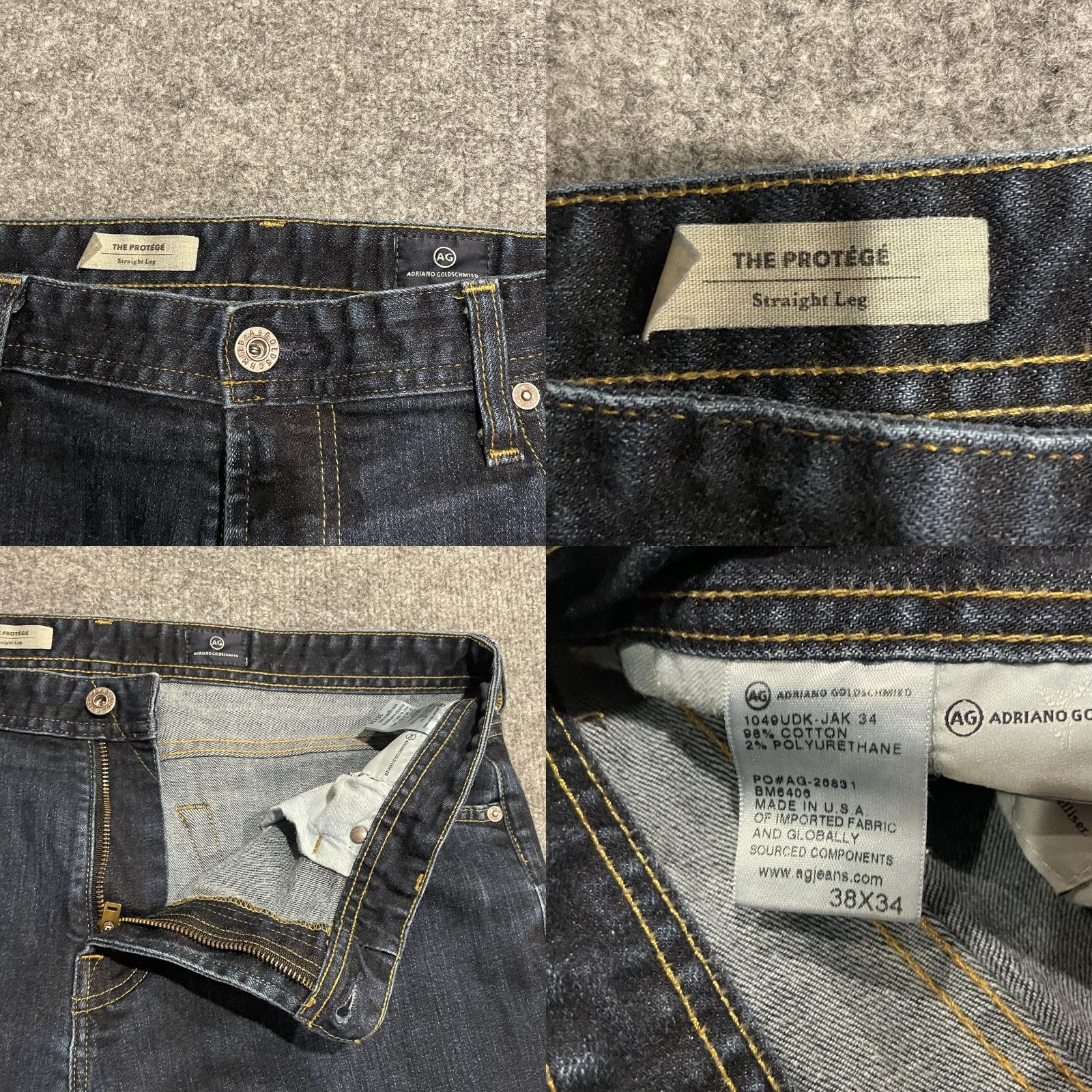 Denime AG Adriano Goldschmied The Protege Jeans Mens 38x34 Straight Dark Wash Denim Shirt? Size US 38 / EU 54 - 8 Thumbnail