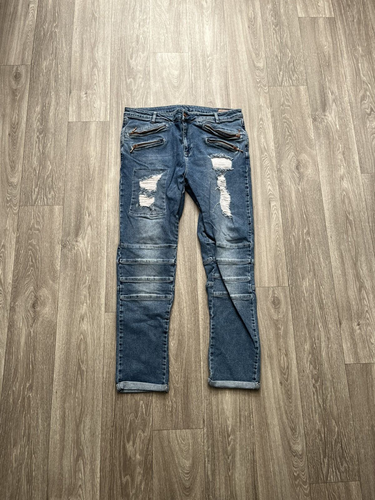 Asos ASOS Skinny Ripped and Zipped Jeans Size US 38 / EU 54 - 1 Thumbnail