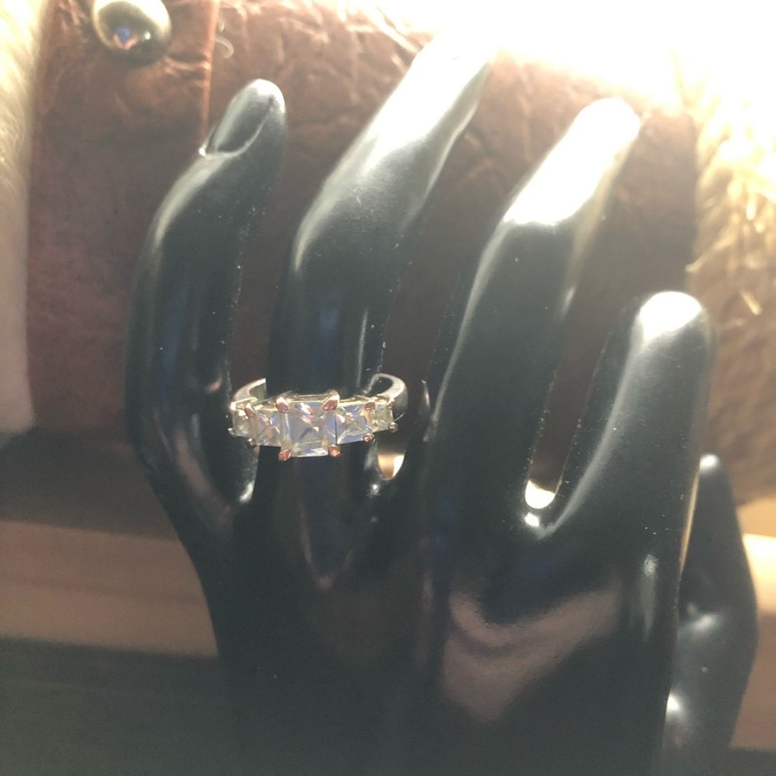 Vintage Vintage prong set square cut simulated diamond ring Size ONE SIZE - 3 Thumbnail