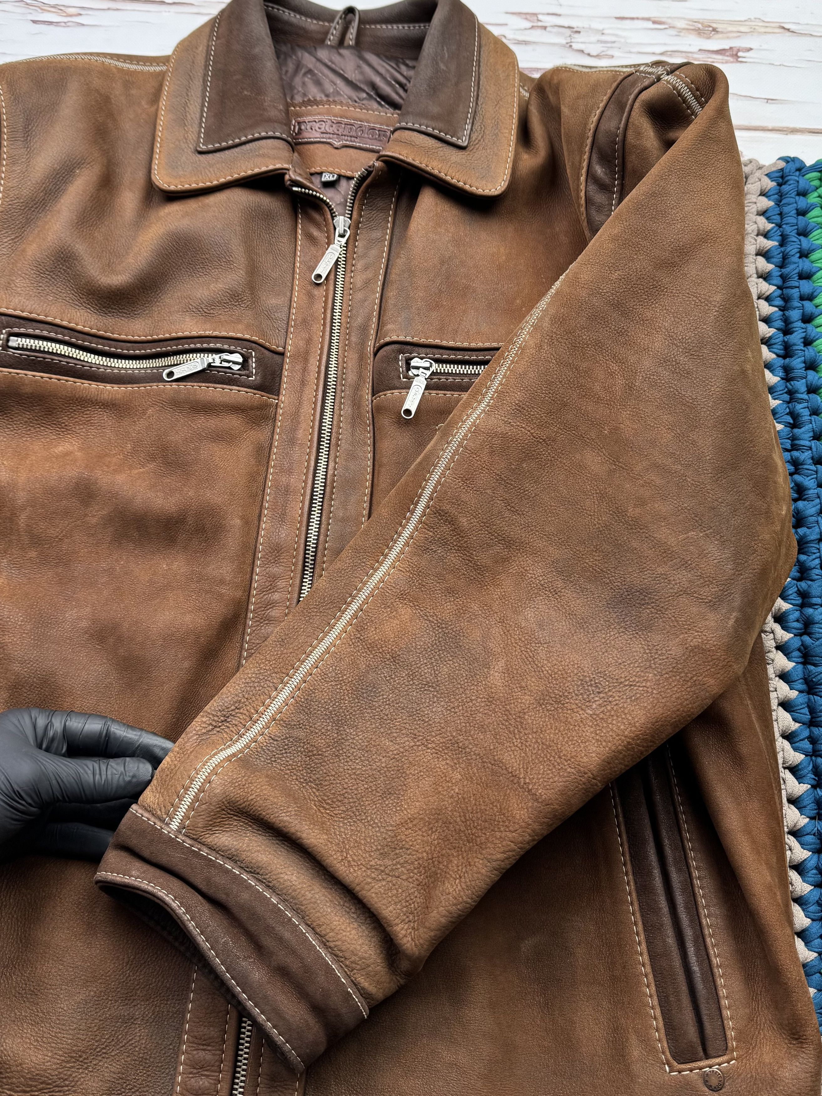 Japanese Brand Vintage Heavy Leather Bomber Jacket (ET1)(D15) Size US XL / EU 56 / 4 - 4 Thumbnail