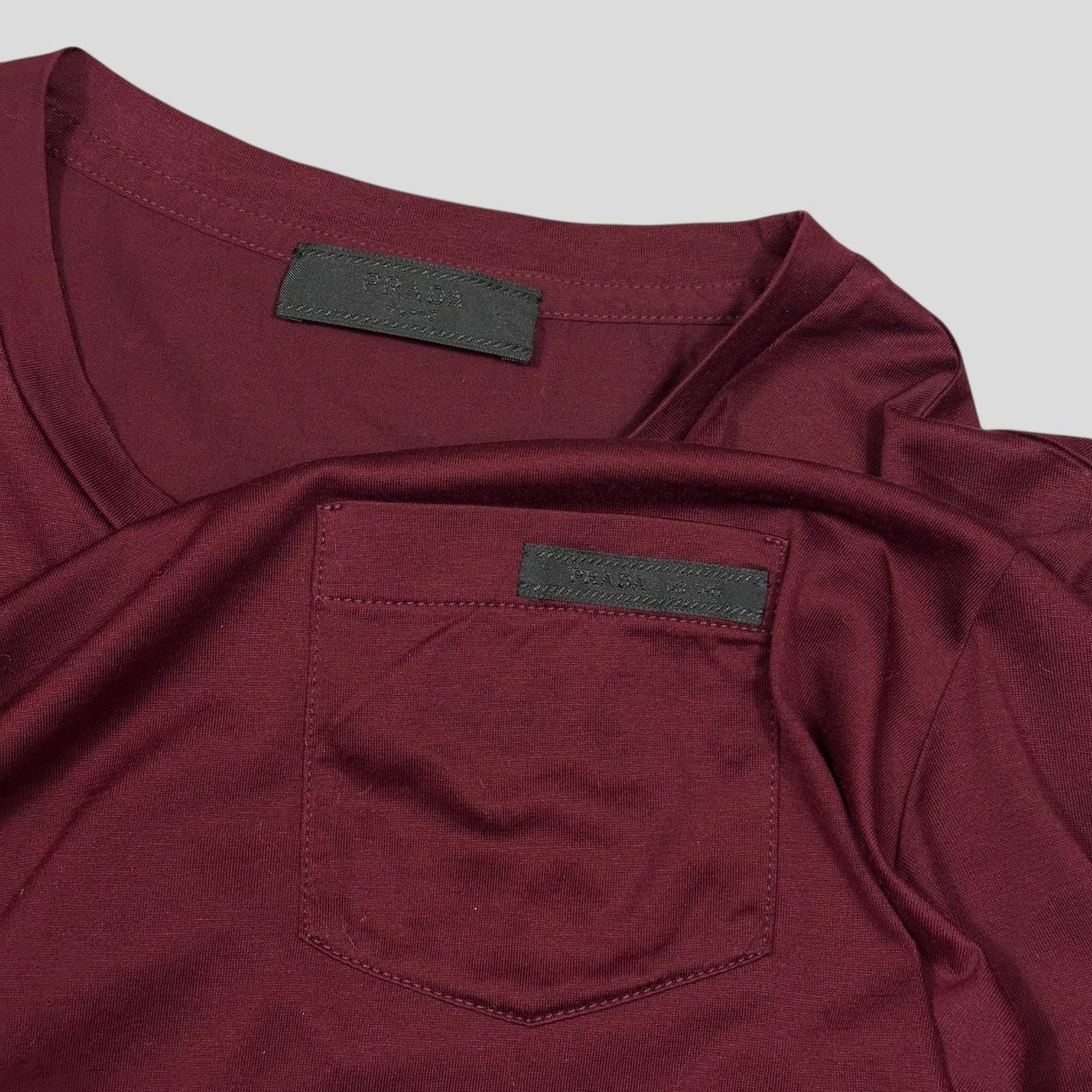 Prada Prada 2018 Burgundy Soft Cotton Pocket Logo T-shirt - M Size US M / EU 48-50 / 2 - 3 Thumbnail