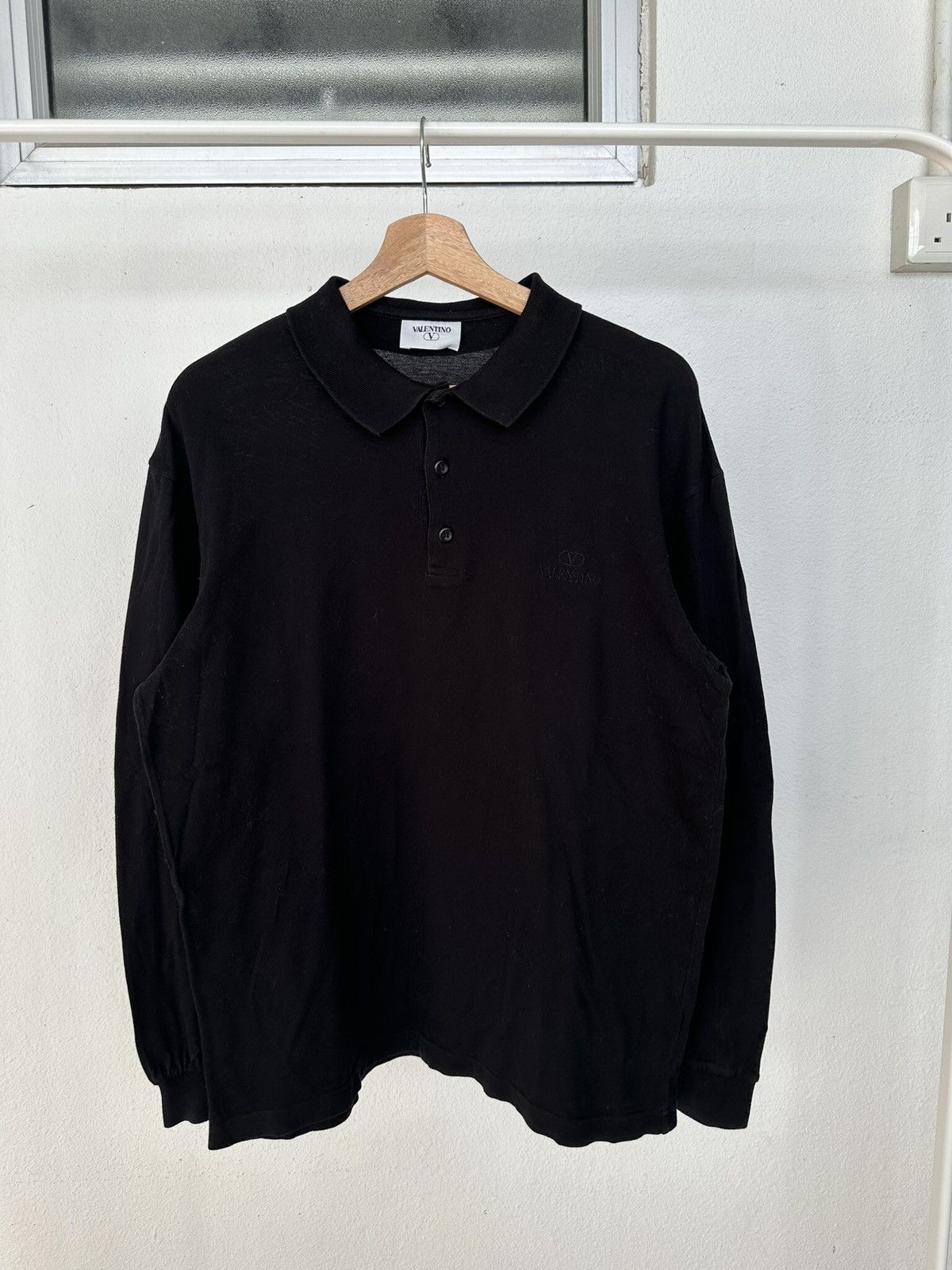 Valentino × Vintage 1990s Valentino polo black long sleeve Size US L / EU 52-54 / 3 - 4 Thumbnail