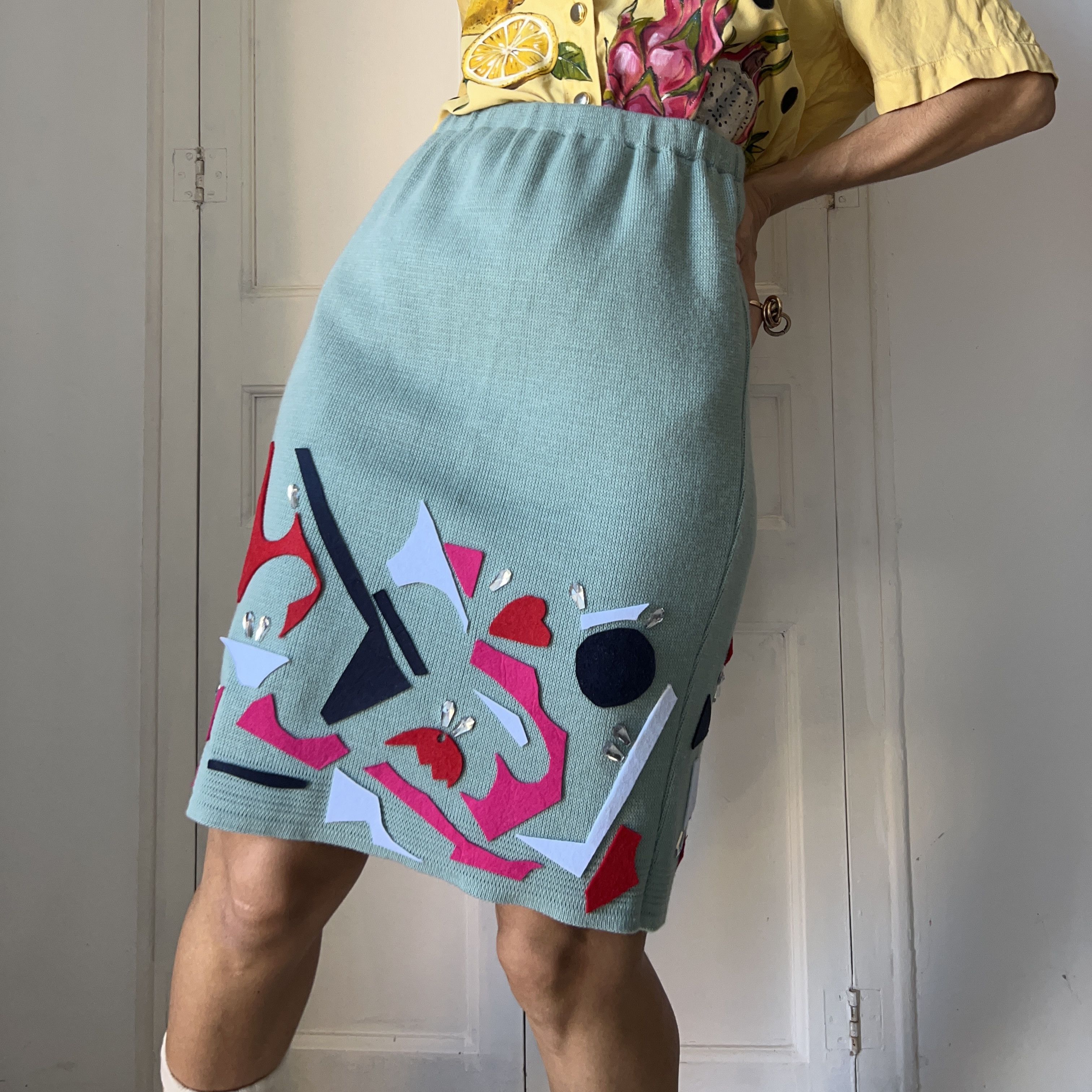 Custommade Custommade Felt Collage mint greenknit skirt Size 30" / US 8 / IT 44 - 3 Thumbnail