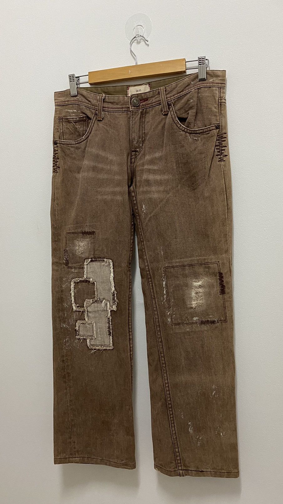 If Six Was Nine × Japanese Brand × Tornado Mart Distressed Denim Patchwork Chocolate Denim Jeans Size US 31 - 4 Thumbnail