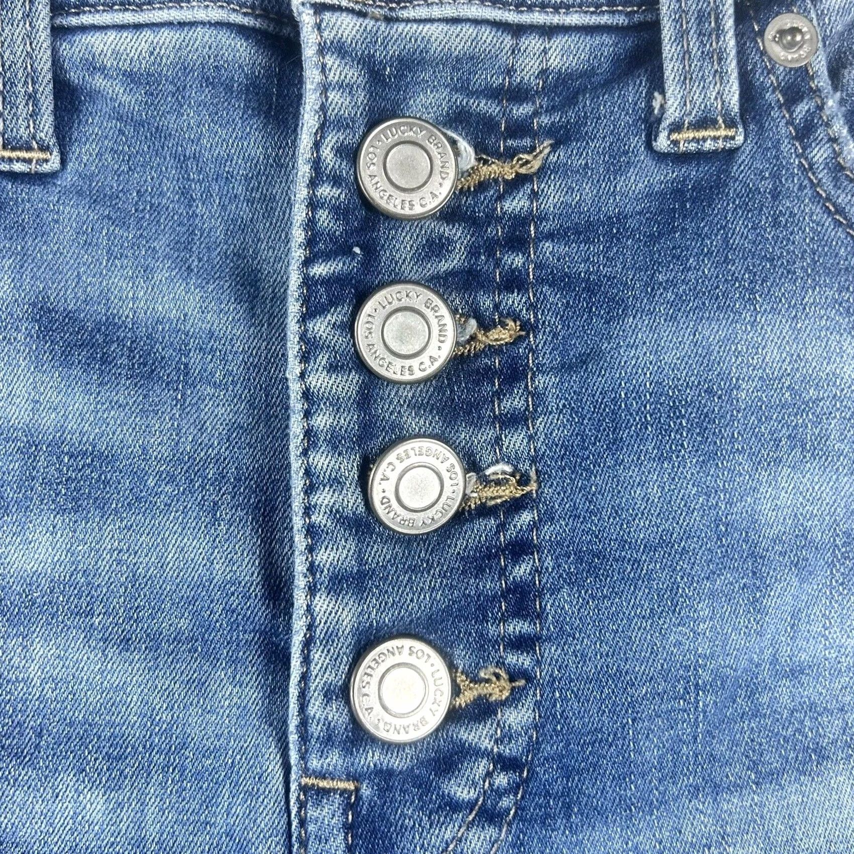 Lucky Brand Lucky Brand Jeans Ankle Button Fly Raw Hem High Rise Crop Women's 6 Blue Denim Size 28" / US 6 / IT 42 - 3 Thumbnail