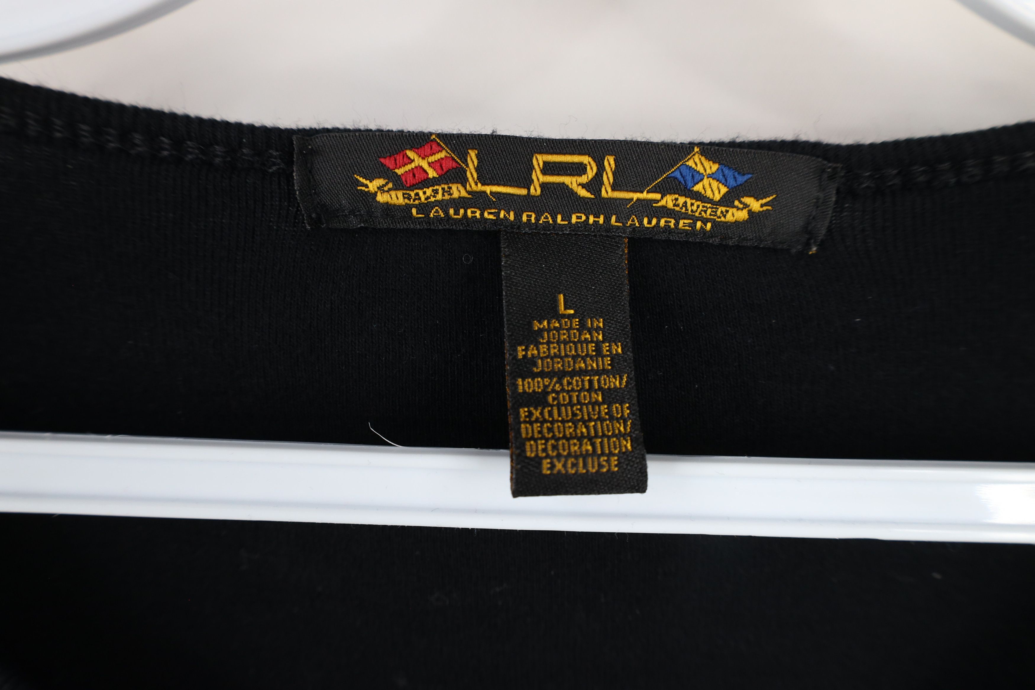 Ralph Lauren × Vintage Vintage 90s Ralph Lauren Boat Anchor Henley T-Shirt Black Size L / US 10 / IT 46 - 7 Thumbnail