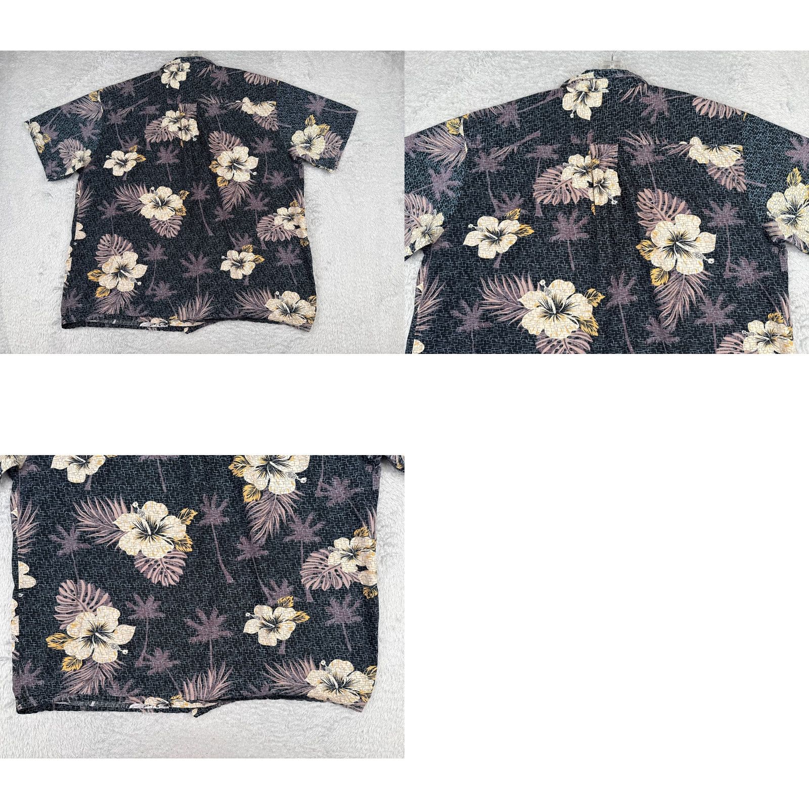 Vintage Palmwave Shirt Men XL Black Yellow Floral Palm Leaf Cotton Hawaiian Button-Up - Resort Vacation Aloha 90s? Size US XL / EU 56 / 4 - 9 Thumbnail
