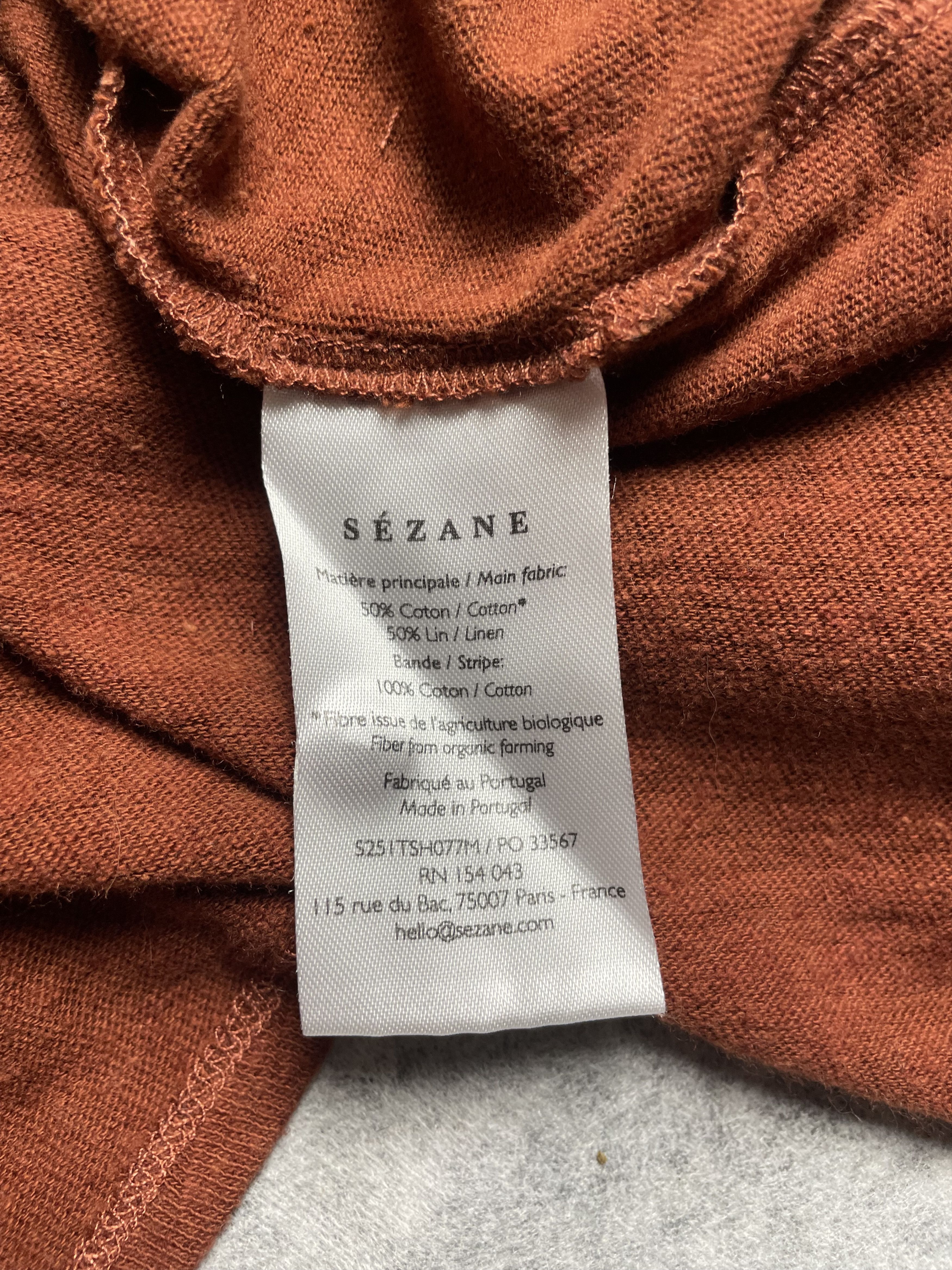 Sezane SEZANE Milo T-shirt Cotton Linen Havana Size M Size L / US 10 / IT 46 - 10 Thumbnail