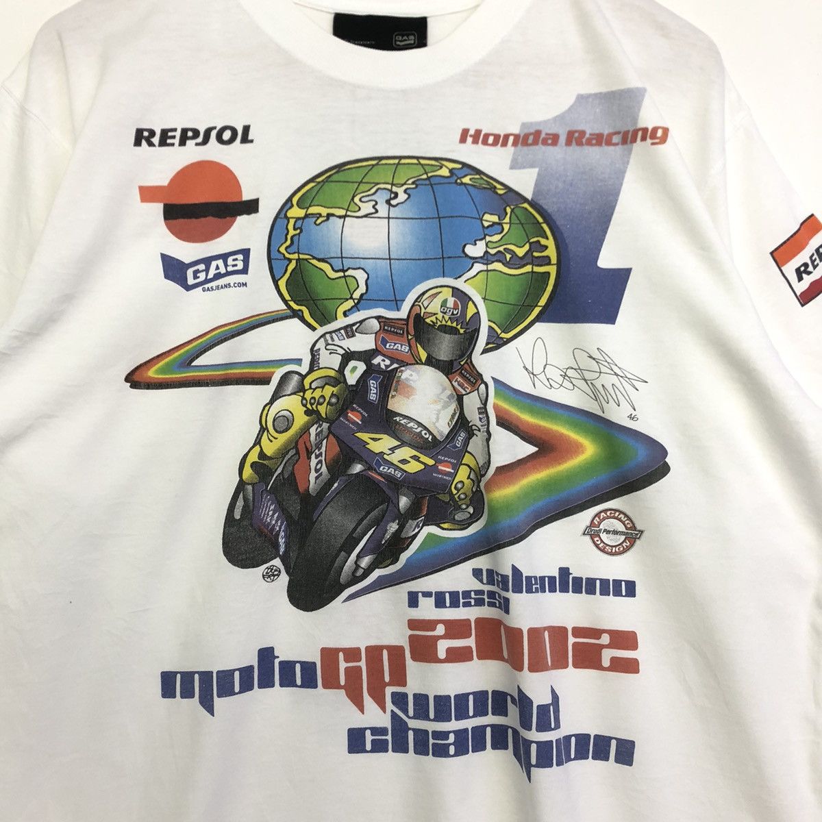 Fox Racing × GAS Vintage VALENTINO ROSSI 2002 MOTOGP World Champion Tshirt Size US L / EU 52-54 / 3 - 4 Thumbnail