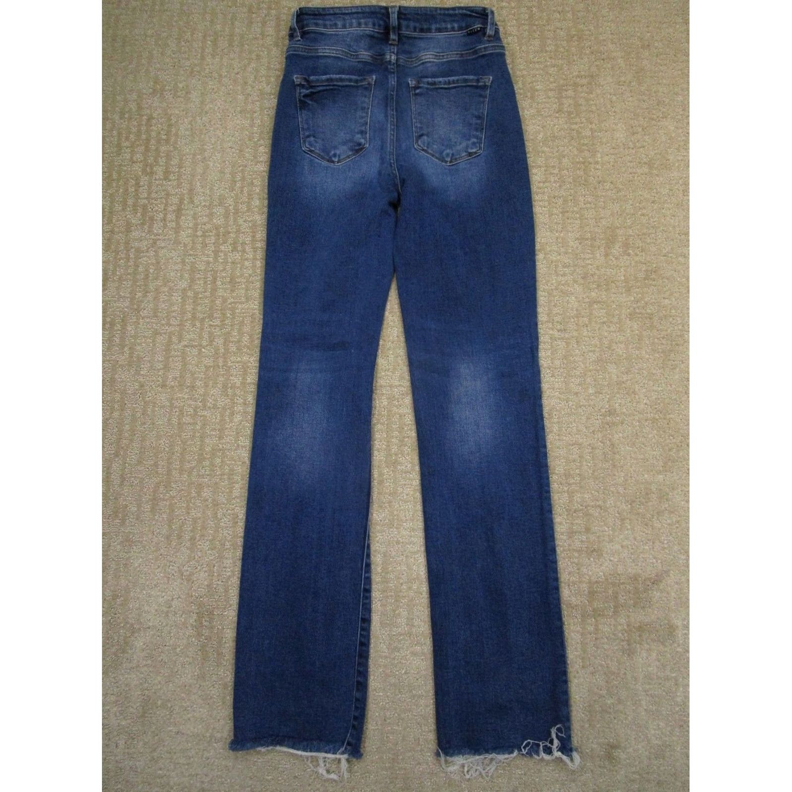 Vintage Risen Jeans Women 28 Blue High Rise Straight Leg Distressed Frayed Raw Hem Denim Pants Size 28" / US 6 / IT 42 - 3 Thumbnail