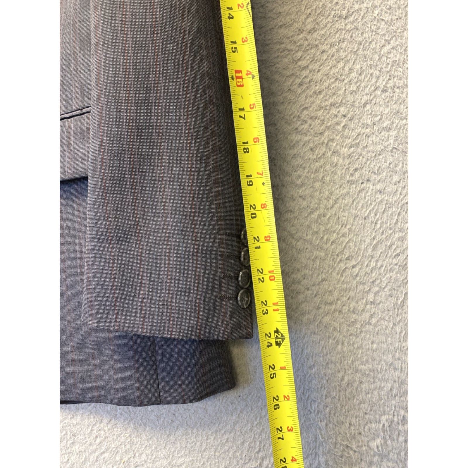 Yves Saint Laurent VINTAGE Yves Saint Laurent YSL Brown Pin Stripe Blazer Men 38 Wool Twill Slim 2-Button Front 4-Button Sleeve Notch Lapel France Vintage Blazer Mens Size 38R - 6 Thumbnail