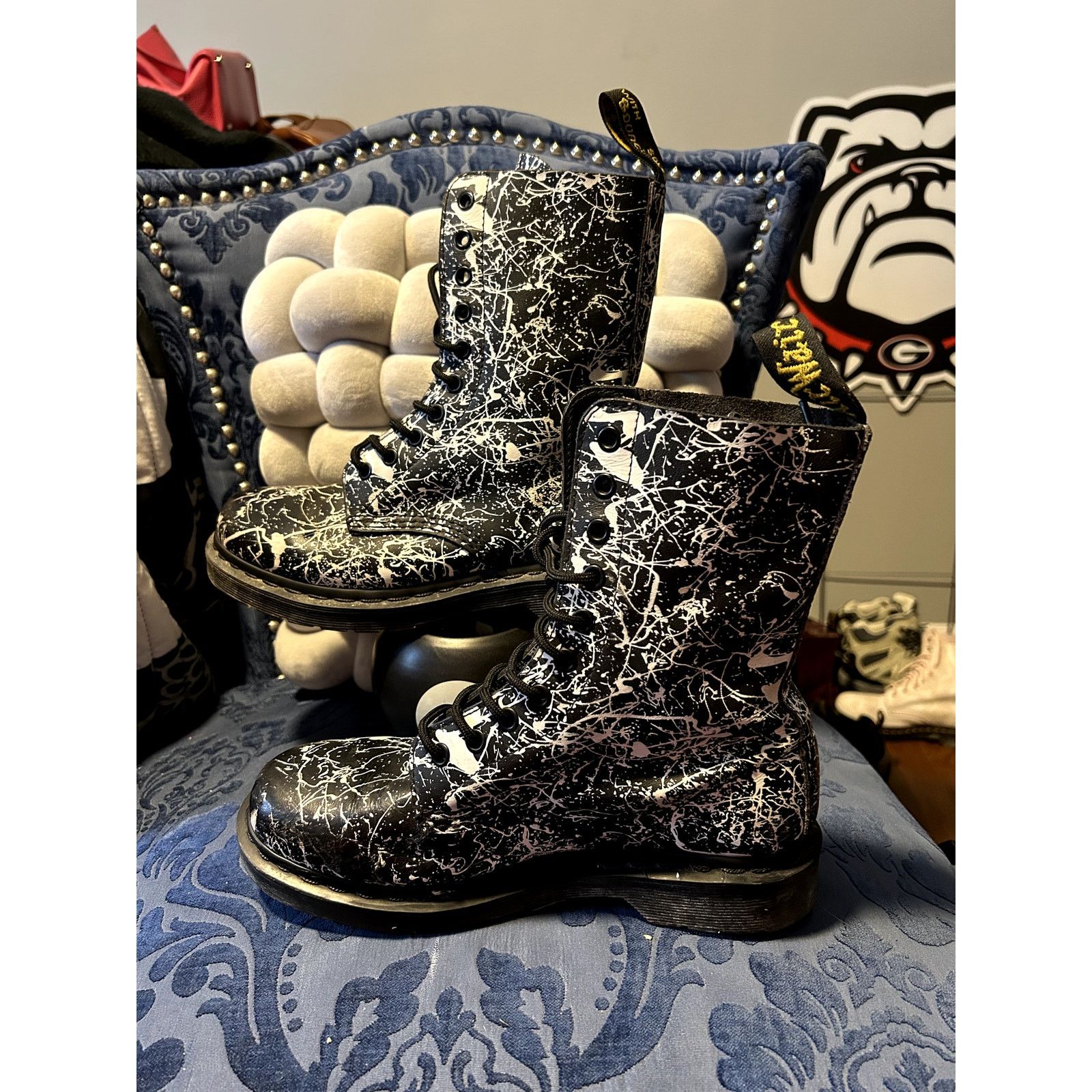 Dr. Martens Dr Martens 14610 Black Paint Splatter Mid Calf Size 8/EU 39 Size US 8 / IT 38 - 2 Thumbnail