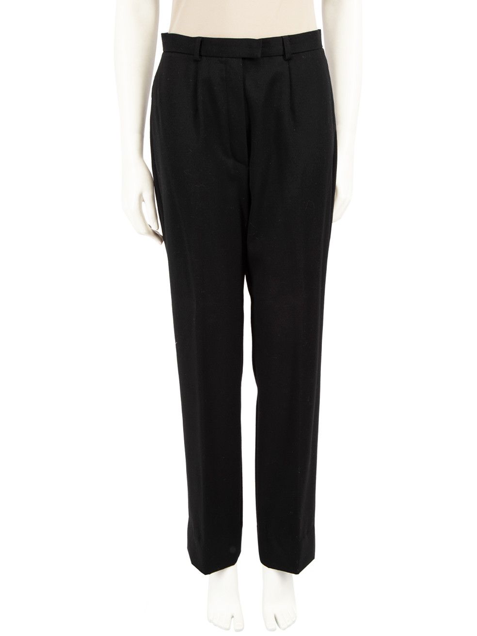 image of Escada Black Wool High Rise Straight Trousers, Women's (Size 27)