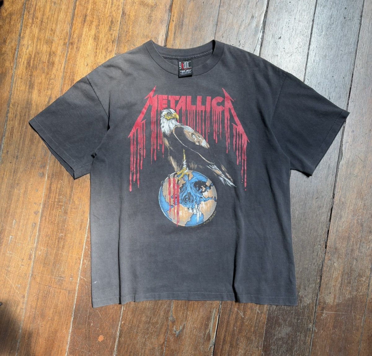 Band Tees × Metallica × Vintage 1994’s Metallica pushead Crazy Faded 🌍🦅 Size US XL / EU 56 / 4 - 1 Thumbnail