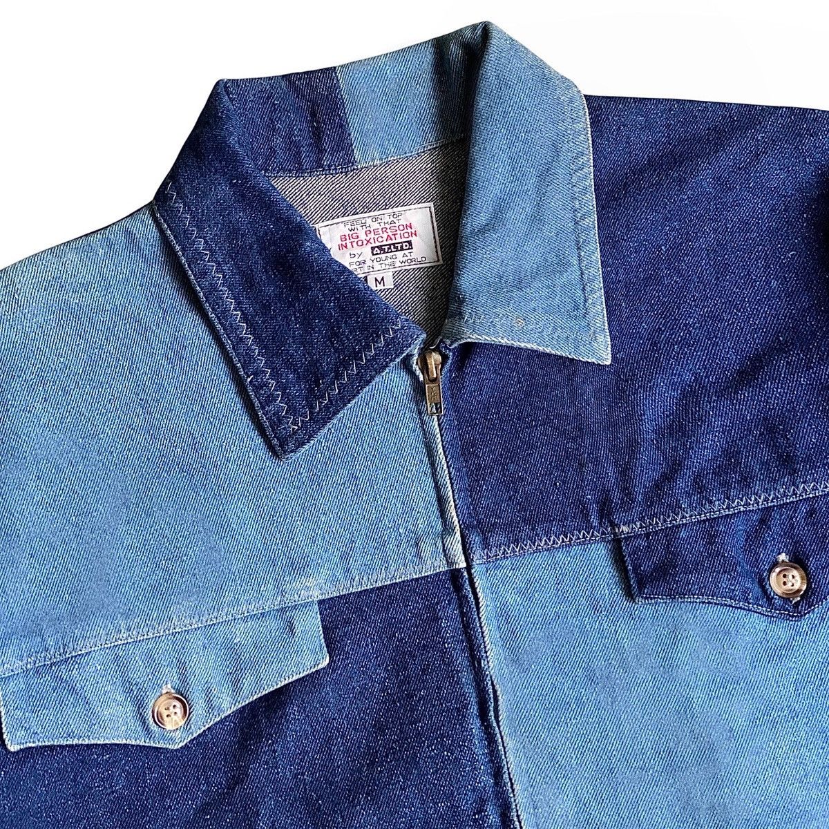 Japanese Brand A.T.LTD. two tone cropped trucker denim jacket indigo blue Size US M / EU 48-50 / 2 - 4 Thumbnail