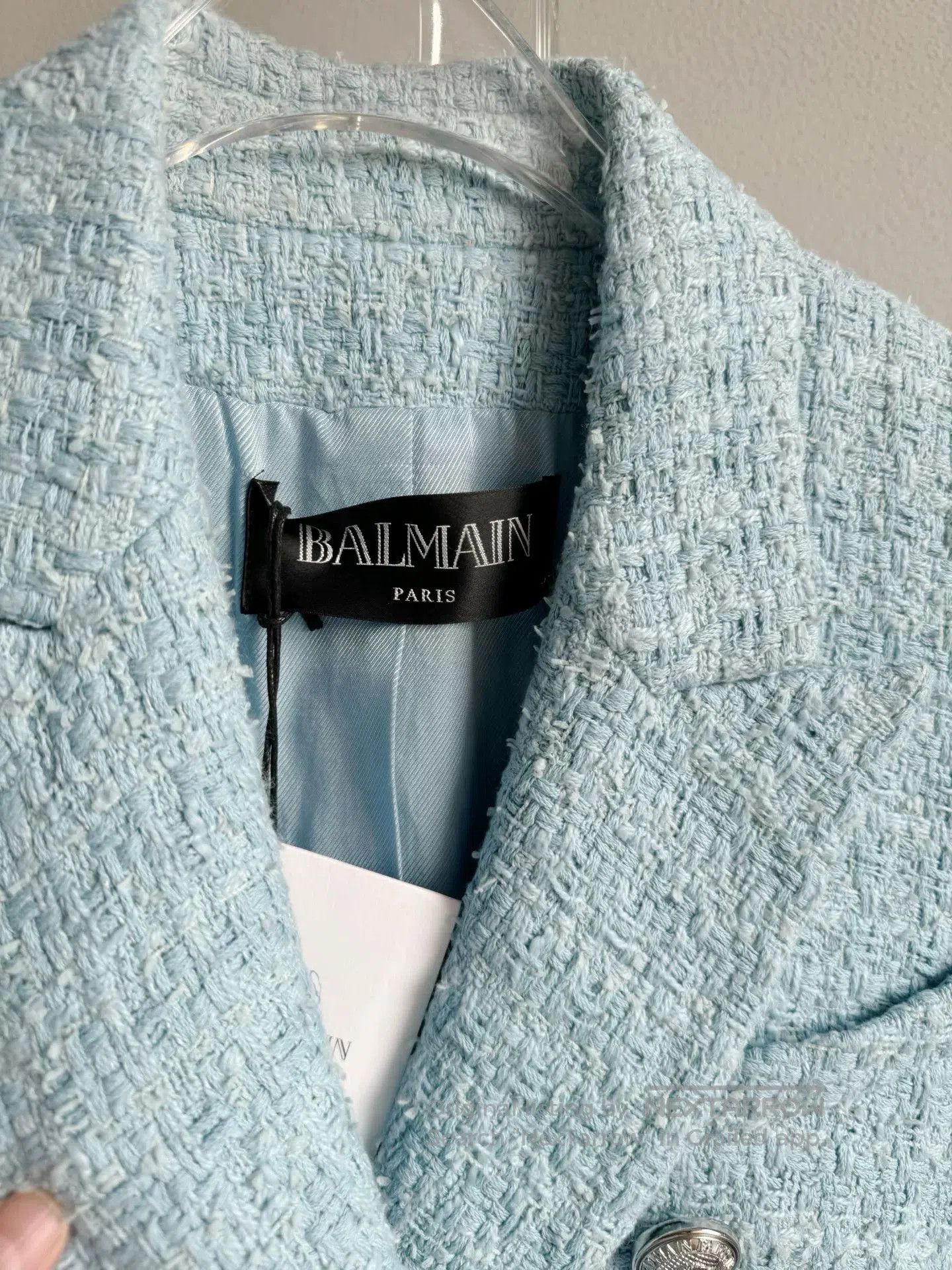Balmain Balmain Sky Blue Tweed Jacket Size 36. Size XS / US 0-2 / IT 36-38 - 8 Thumbnail