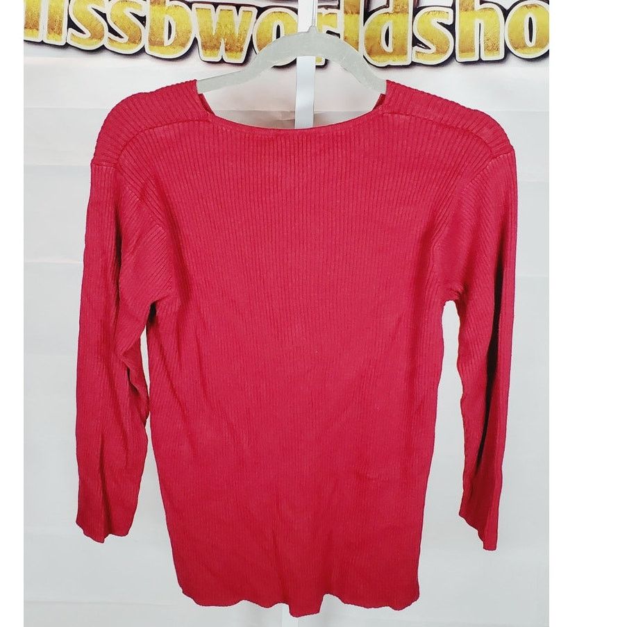 Laura Ashley Laura Ashley Red Ribbed Knit Sweater Pullover Top M Size M / US 6-8 / IT 42-44 - 2 Thumbnail