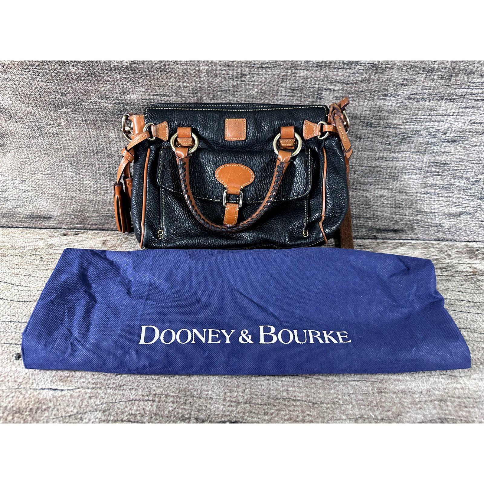 Dooney & Bourke Dooney & Bourke Black Pebble Leather Satchel with Bag Size ONE SIZE - 1 Thumbnail