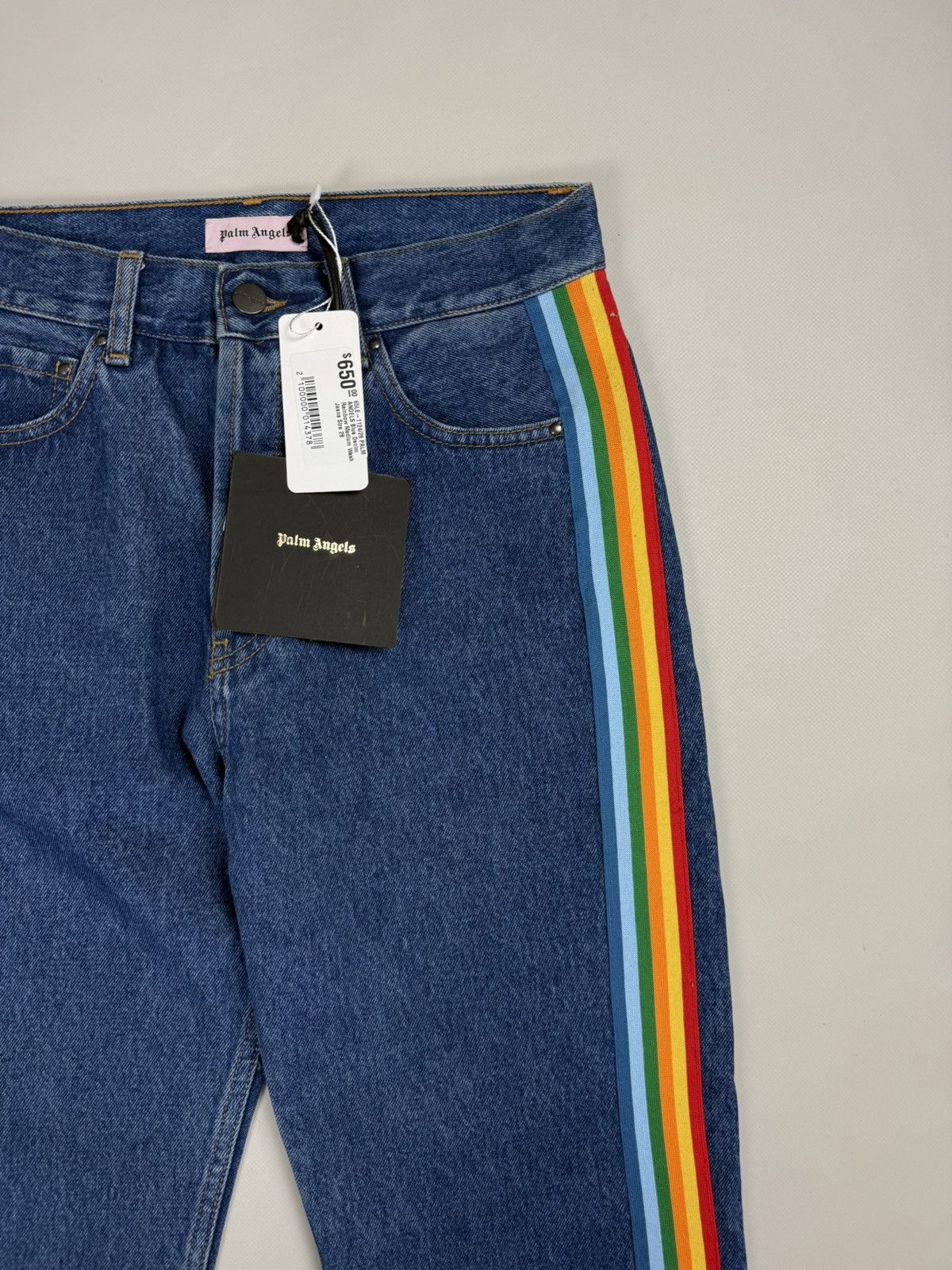 Palm Angels BNWT! Palm Angels Blue Denim Rainbow Medium Wash Jeans Pants Size 28" / US 6 / IT 42 - 7 Thumbnail