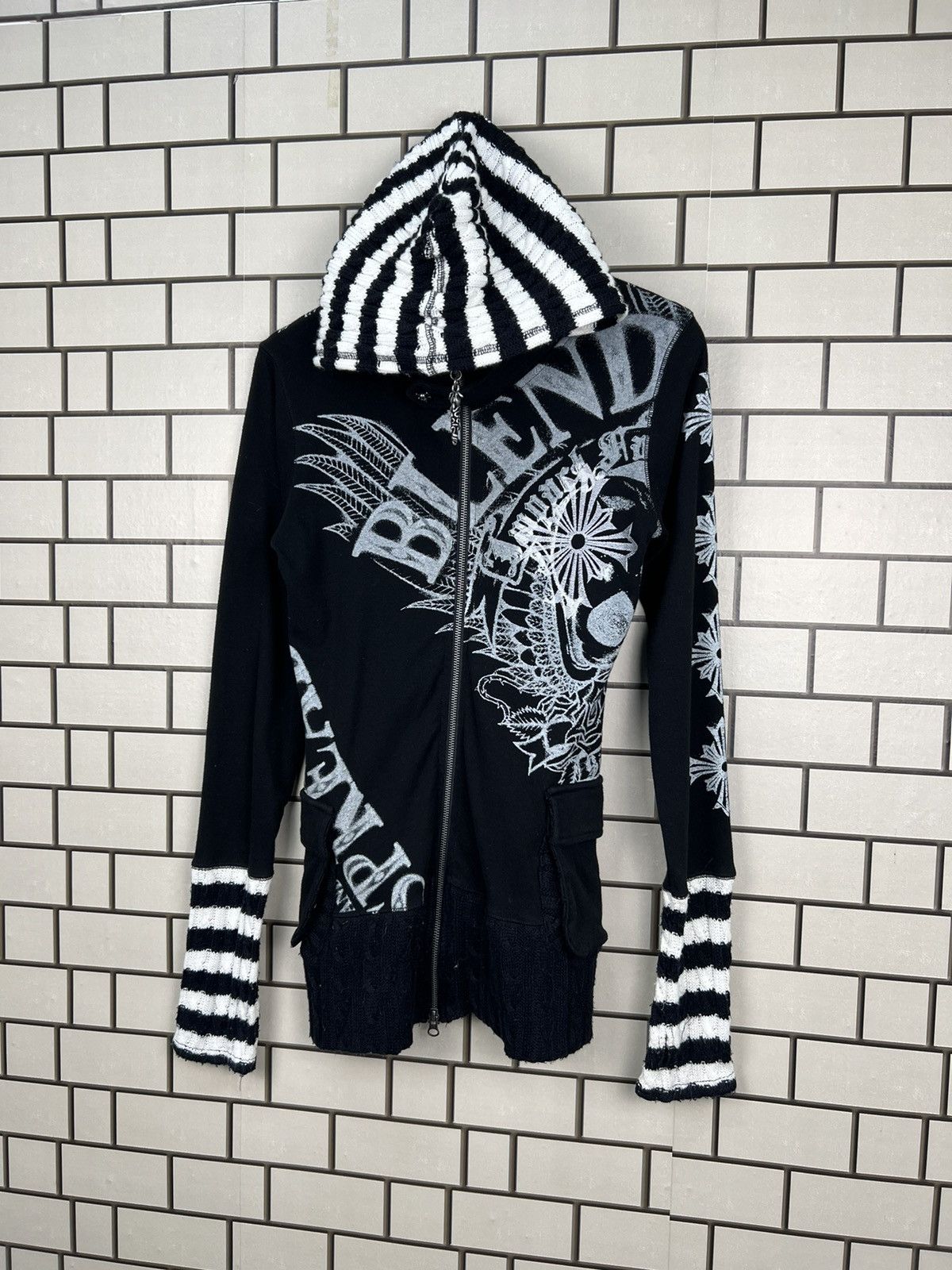 Japanese Brand Glitz Poem Skull Cross Hooded Jacket Size US S / EU 44-46 / 1 - 3 Thumbnail