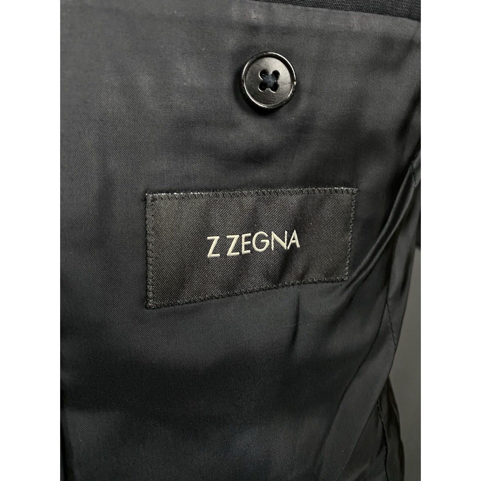 Z Zegna Zegna Men's Black Wool 2 Piece Slim Fit Suit Size 46 Size 46R - 9 Thumbnail