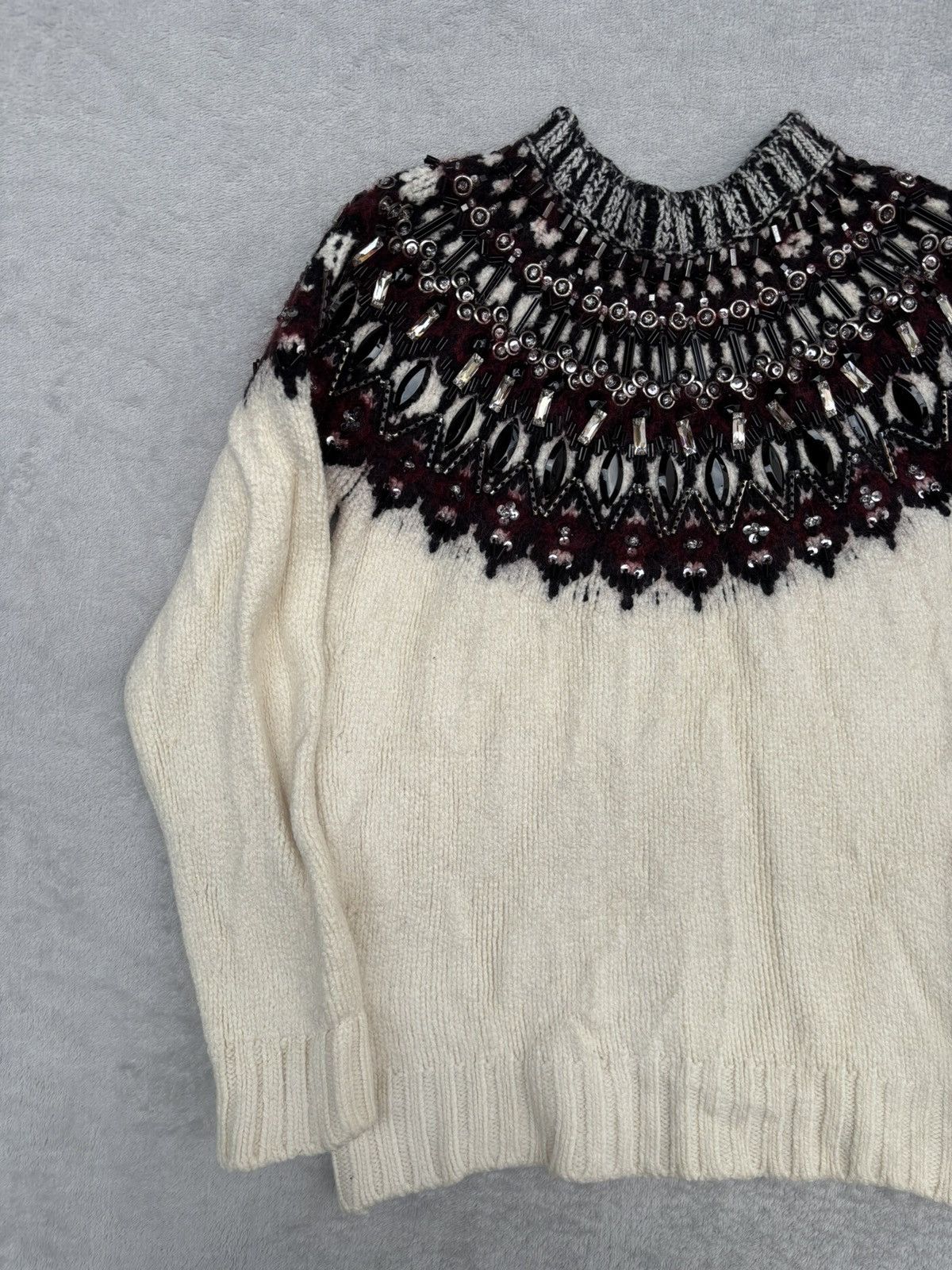 Gucci Pre Fall 2015 Heavy Embellished Yoke Design Knit Sweater Size S / US 4 / IT 40 - 8 Thumbnail