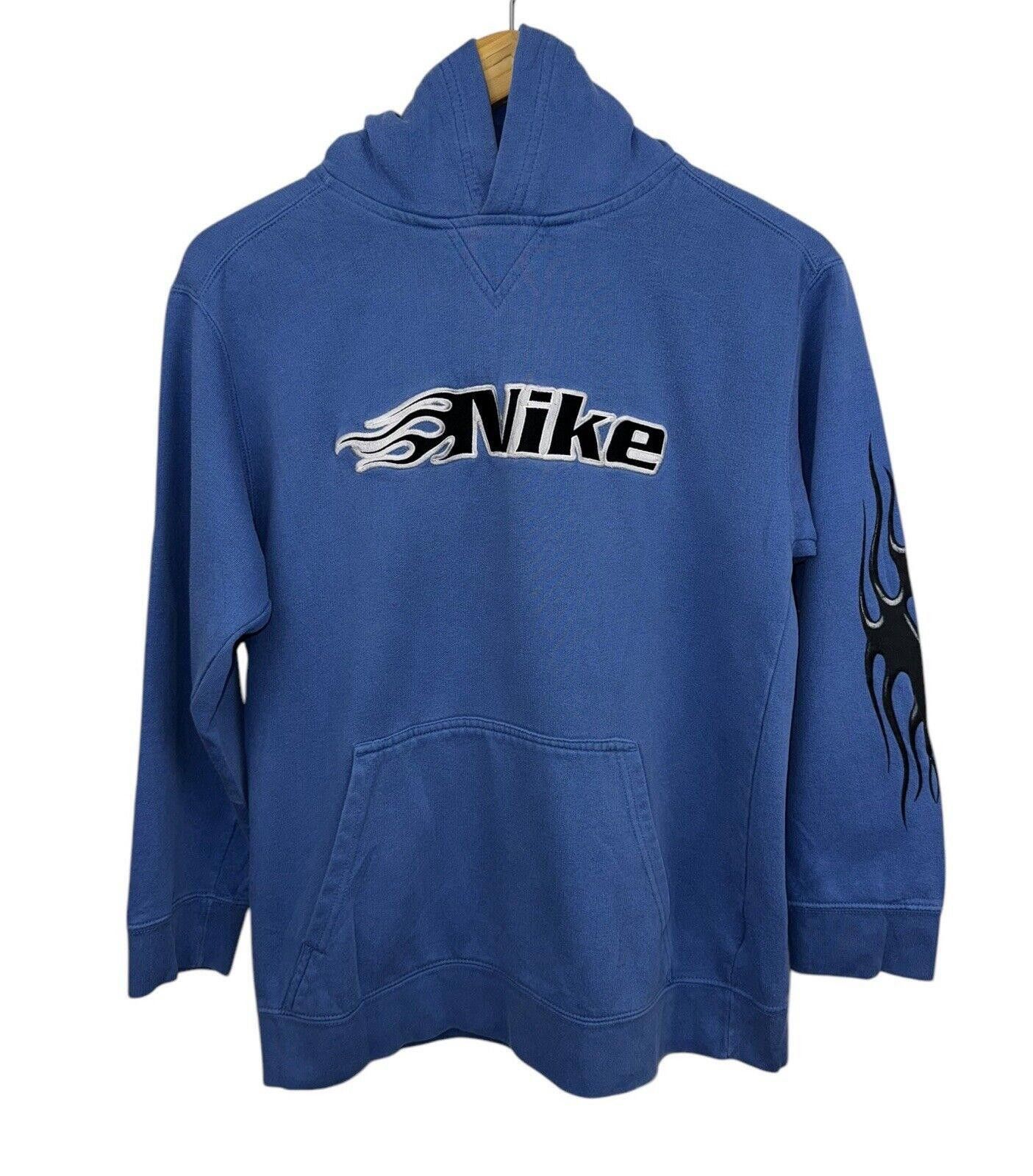 Nike Vintage Nike Y2K Sky Blue Flame Hoodie Sz M RARE Size US 32 / EU 48 - 1 Thumbnail