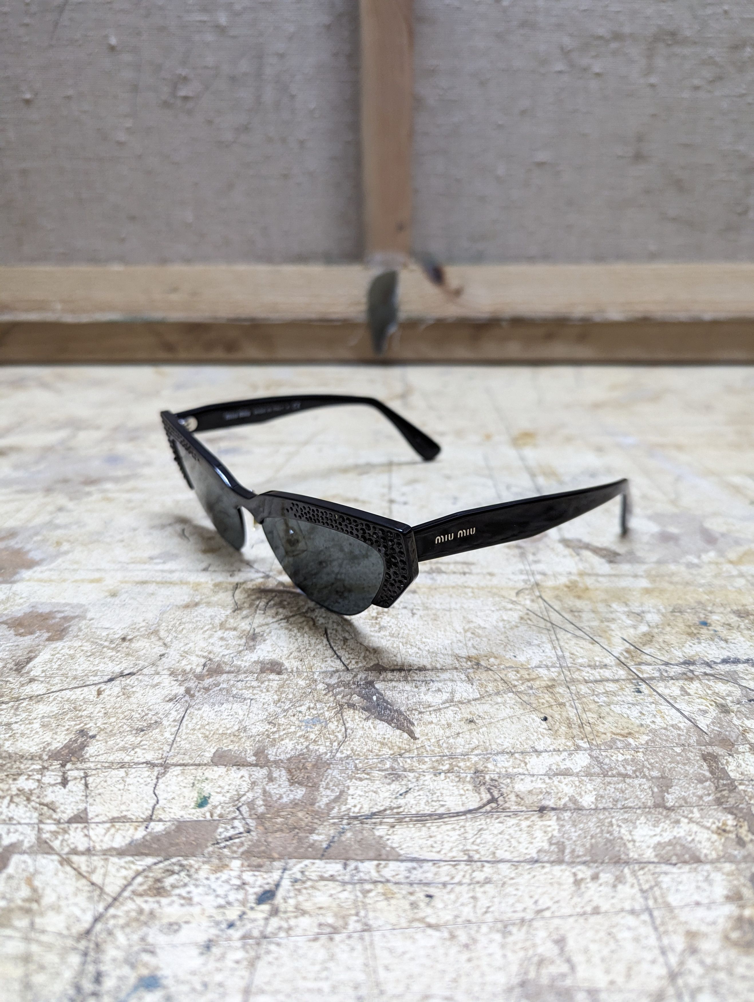 Prada 00s Miu Miu Cat Eye Glitter Sunglasses Grailed