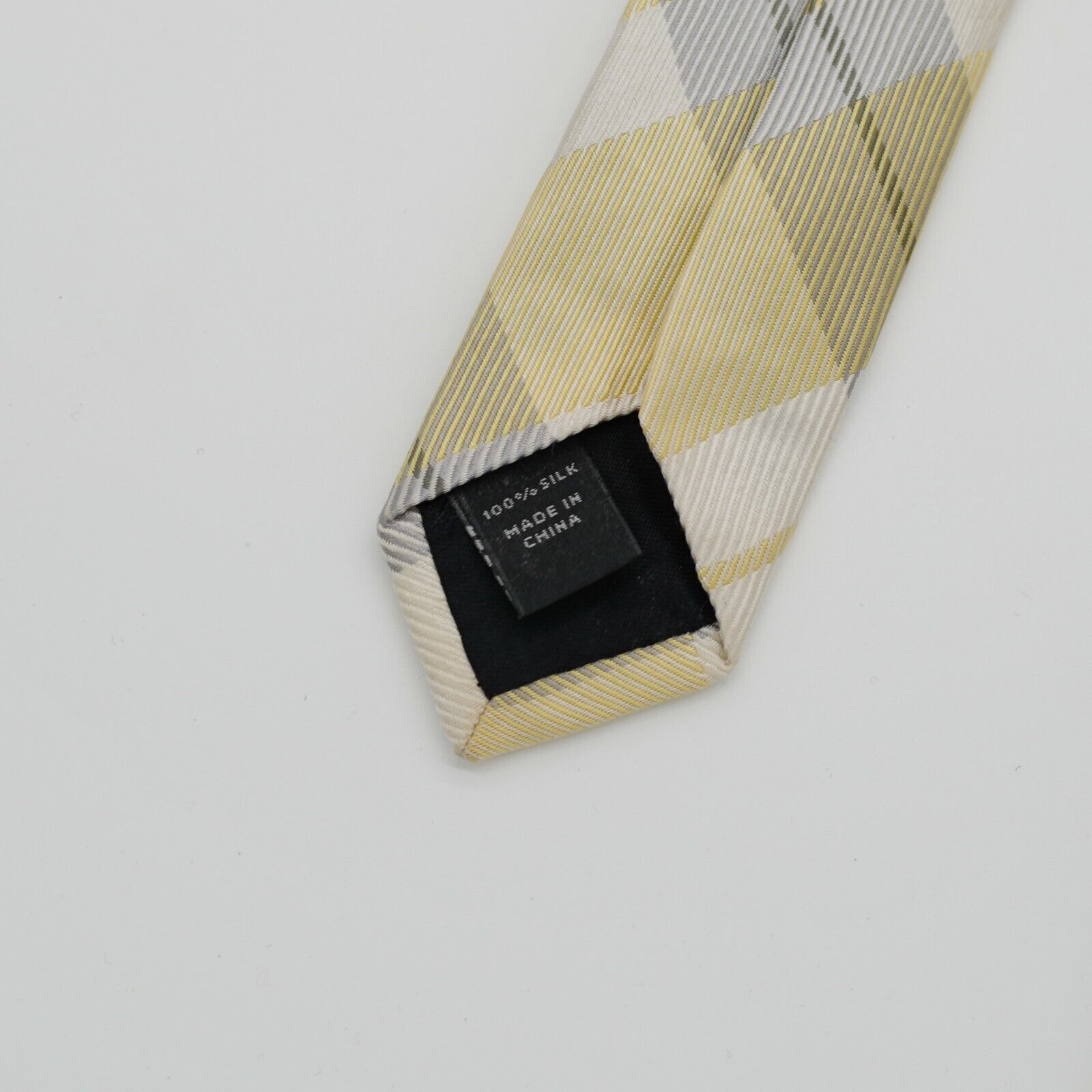 Express Express Yellow White Plaid Woven Long Slk Tie Size ONE SIZE - 4 Thumbnail