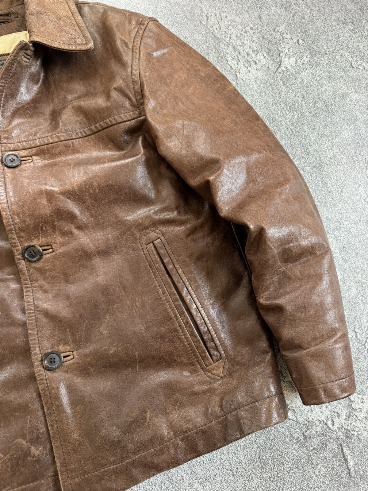 Strellson × Vintage Stellson Leather M aviator bomber pilot jacket coat brown Size US S / EU 44-46 / 1 - 3 Thumbnail
