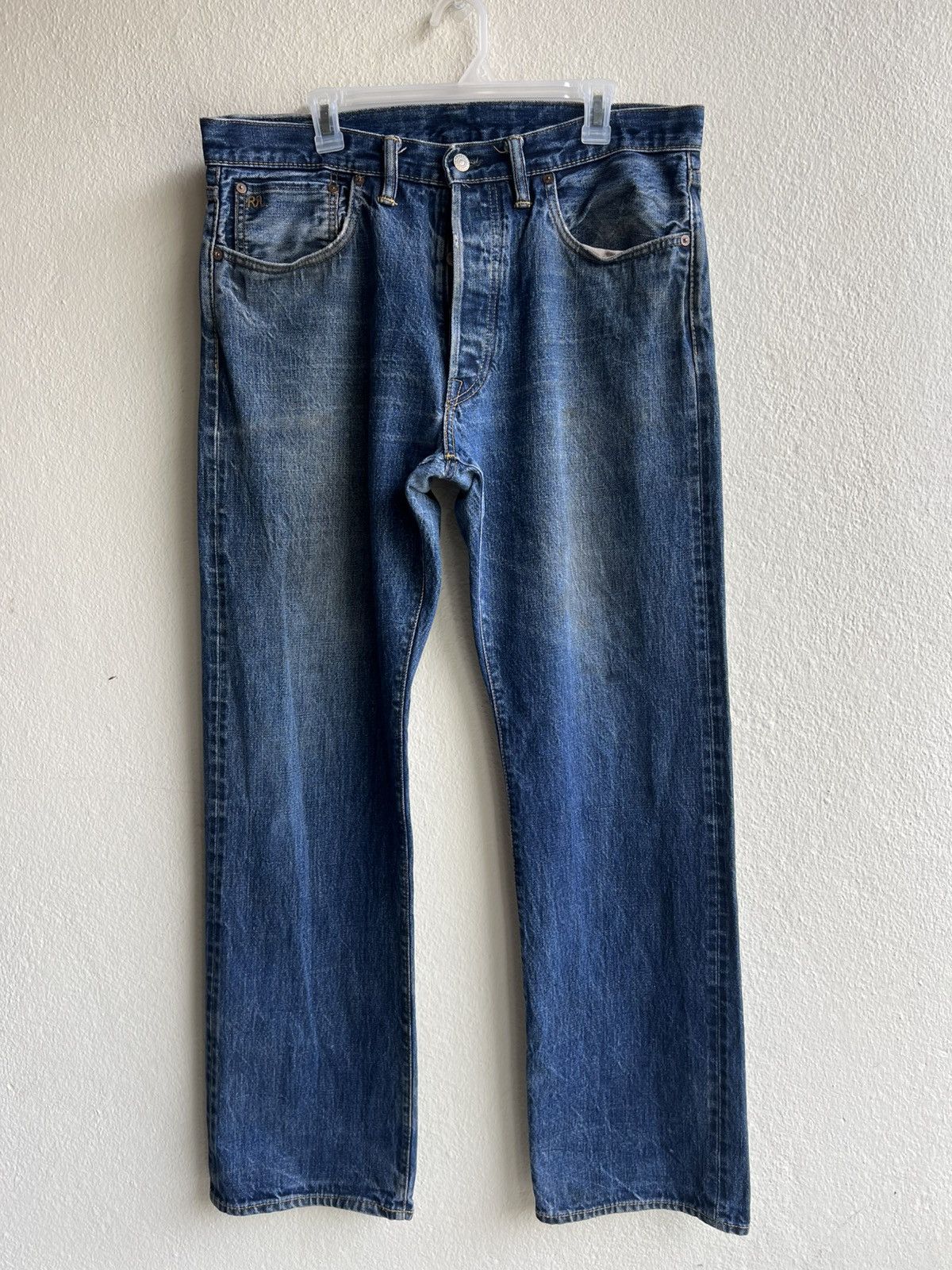 Ralph Lauren Vintage RRL Hidden Rivets Dirty Mud Denim Selvedge Jeans Size US 36 / EU 52 - 2 Thumbnail