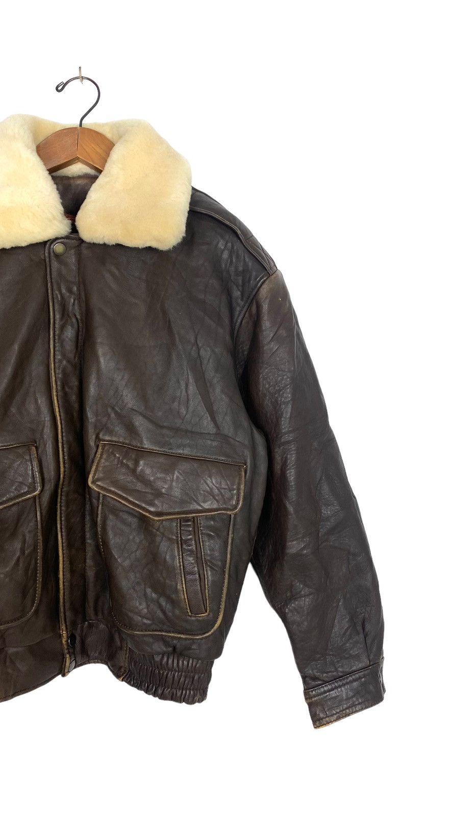 Vintage Rare‼️ Vintage Flight Jacket Sheep Leather Fur Colar Size US M / EU 48-50 / 2 - 4 Thumbnail