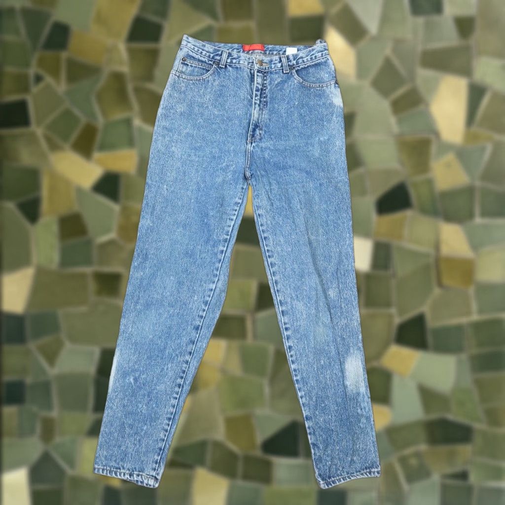 Vintage VINTAGE Bonjour 90s jeans Mom Jeans 30" Inseam 30" Cotton Blue Acid Wash High Rise Straight Leg Womens 14 Grunge Size 36" / US 14 / IT 50 - 1 Thumbnail