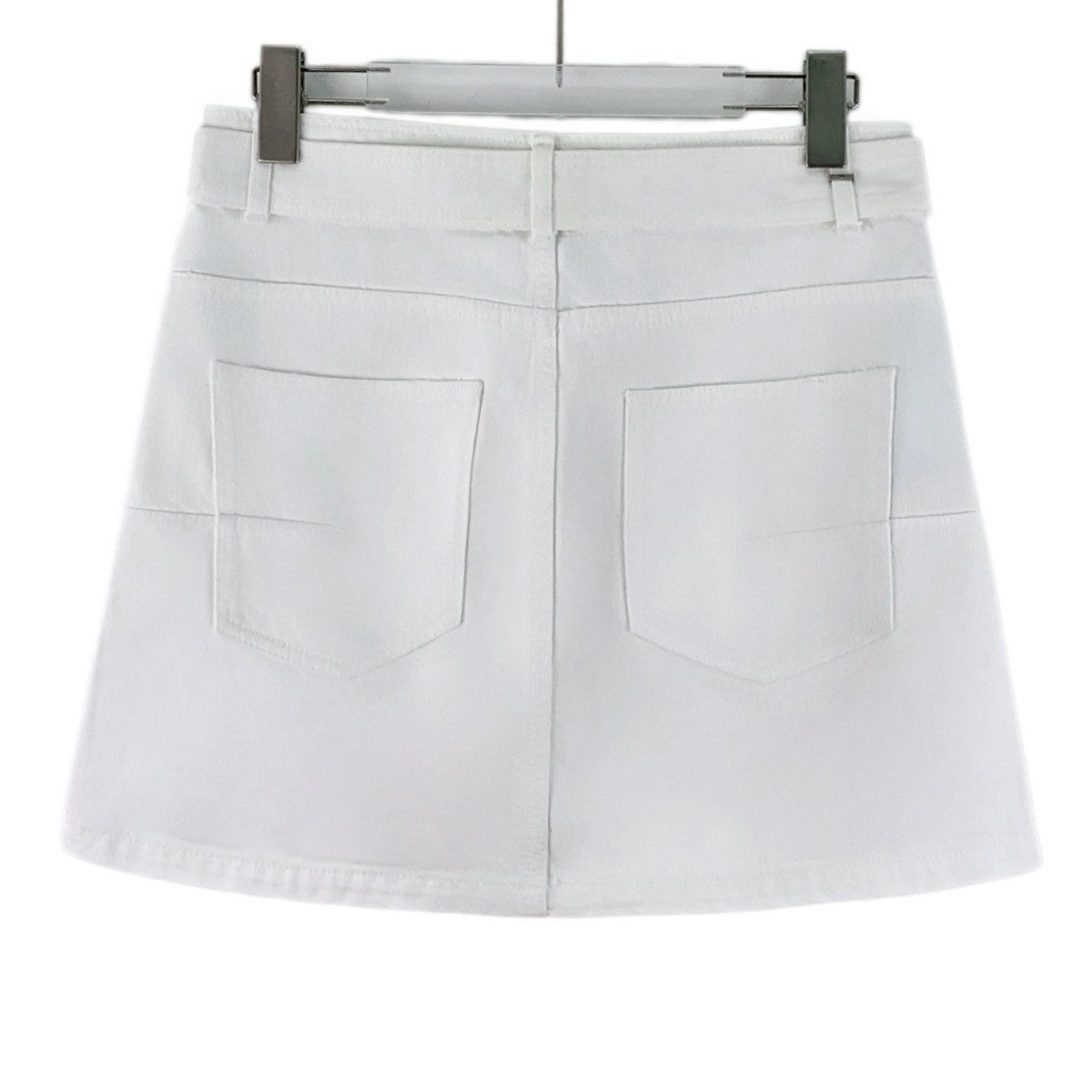 Dior Dior White Belt Buckle Cotton Casual Denim Mini Skirt K26WX Size 25" / US 0 / IT 36 - 2 Thumbnail