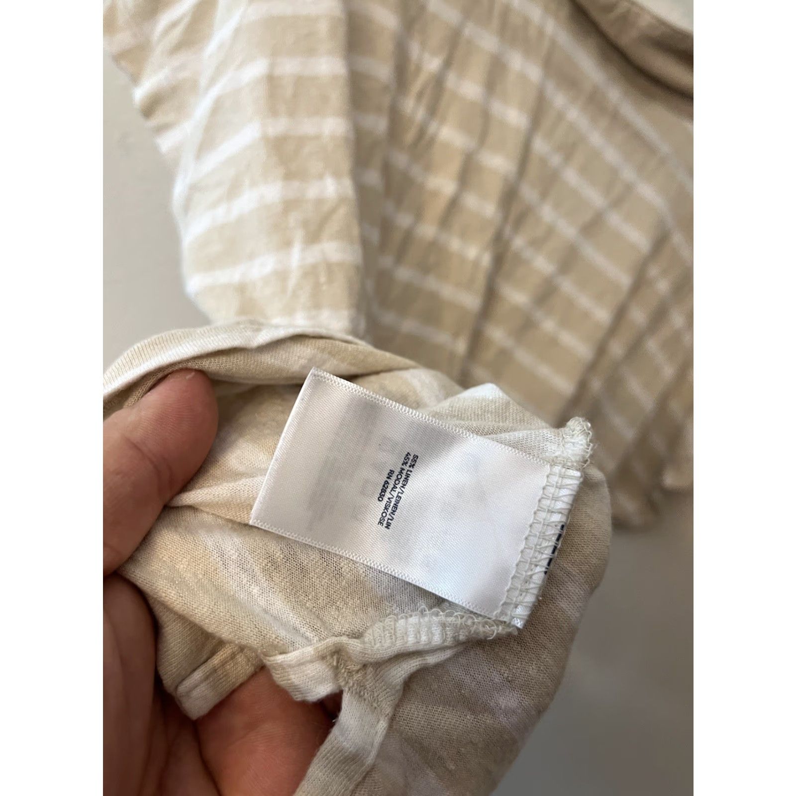 Lands' End Lands' End Women's Polo Shirt Beige Striped V-Neck Short Sleeve Linen Blend Size Large Top Casual Size L / US 10 / IT 46 - 5 Thumbnail