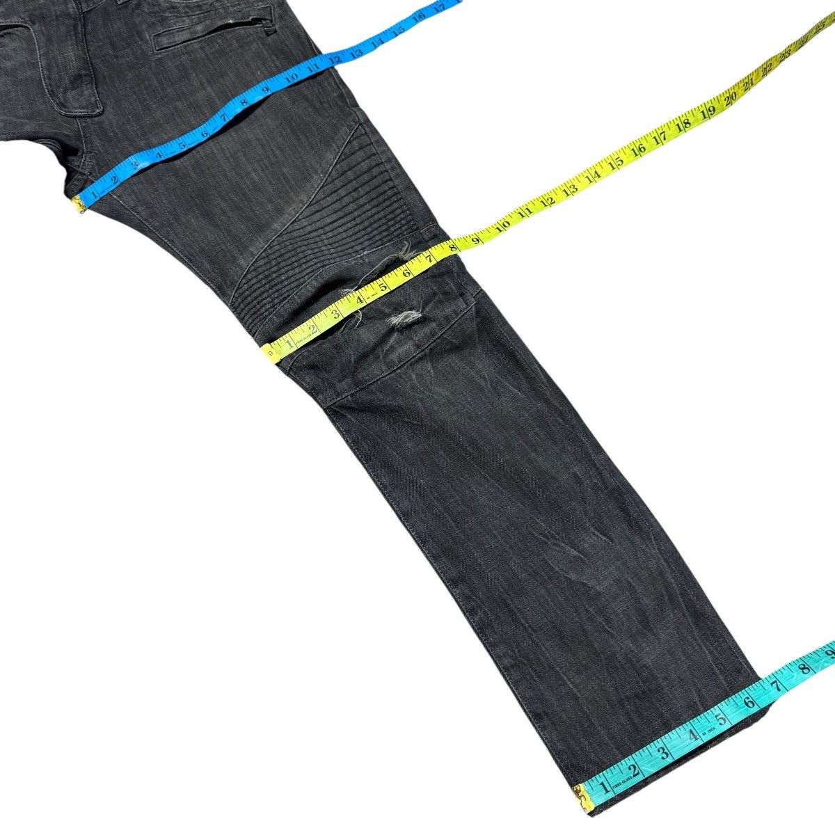 Balmain Decarnin era Classic Balmain Black Biker Jeans Distressed Size US 31 - 22 Thumbnail