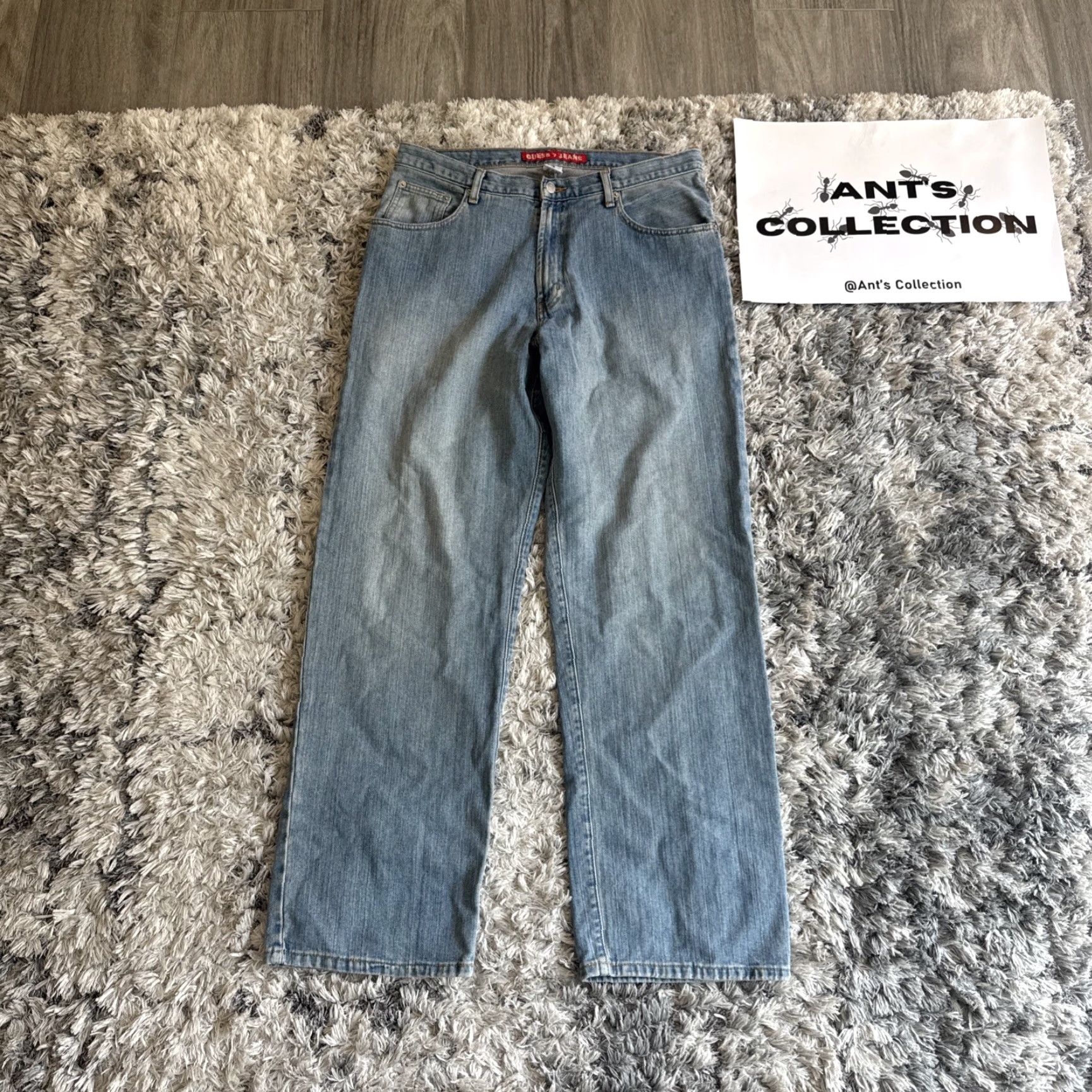Guess VINTAGE Guess Jeans Denim Embroidered Y2K 90s 00s Wide-Leg Blue 34x34 Mens Size 34 Inseam 32 Size US 34 / EU 50 - 6 Thumbnail